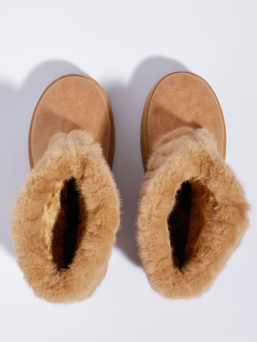 Boots compensées fausse fourrure Femme Marron LBSDYX9067 OV1