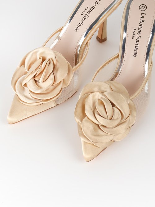 Mules chic fleur tissu Femme Doré LBSBLJY9125 OV1