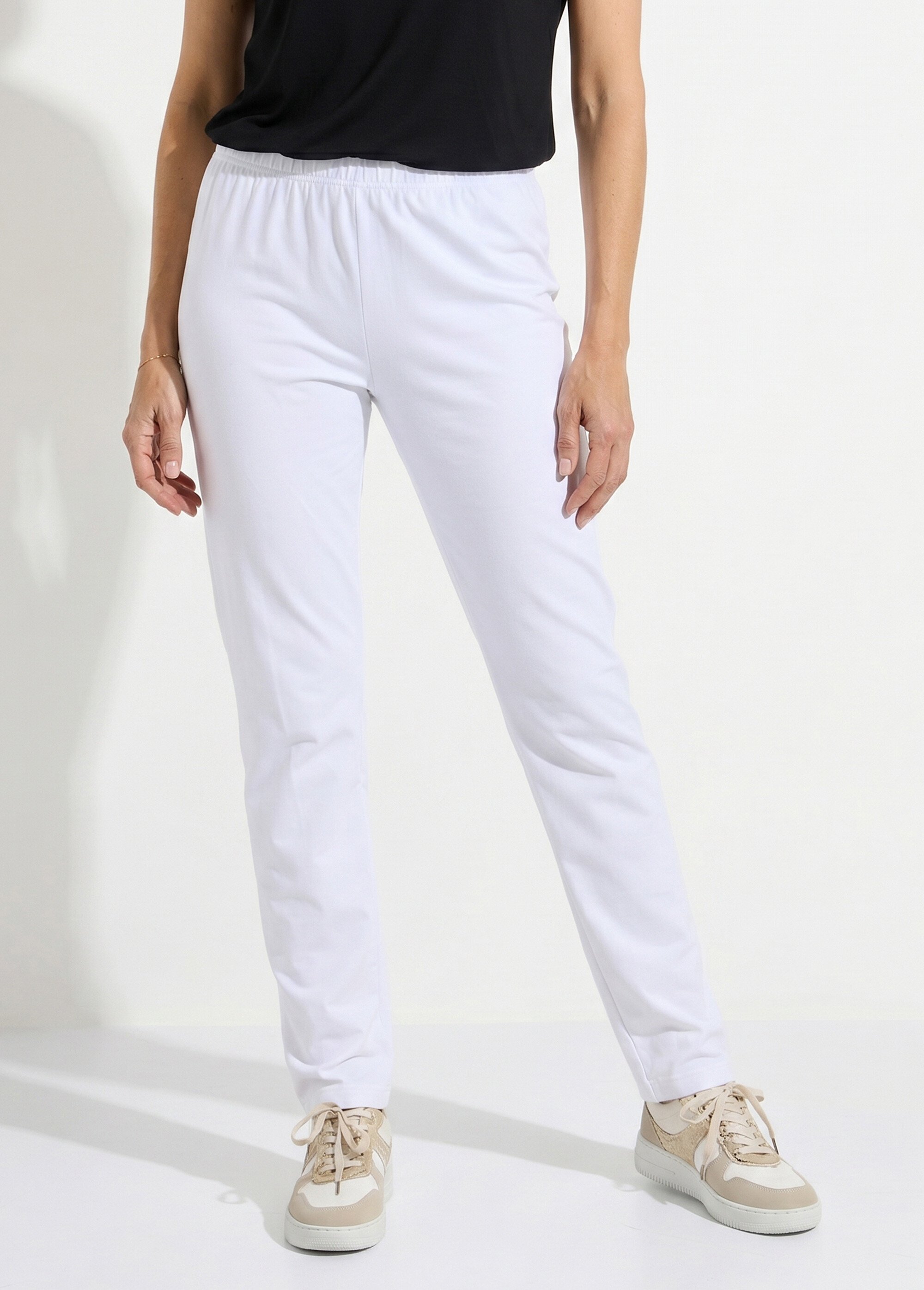Legging taille élastiquée jersey coton Femme Blanc NOGENT FA1