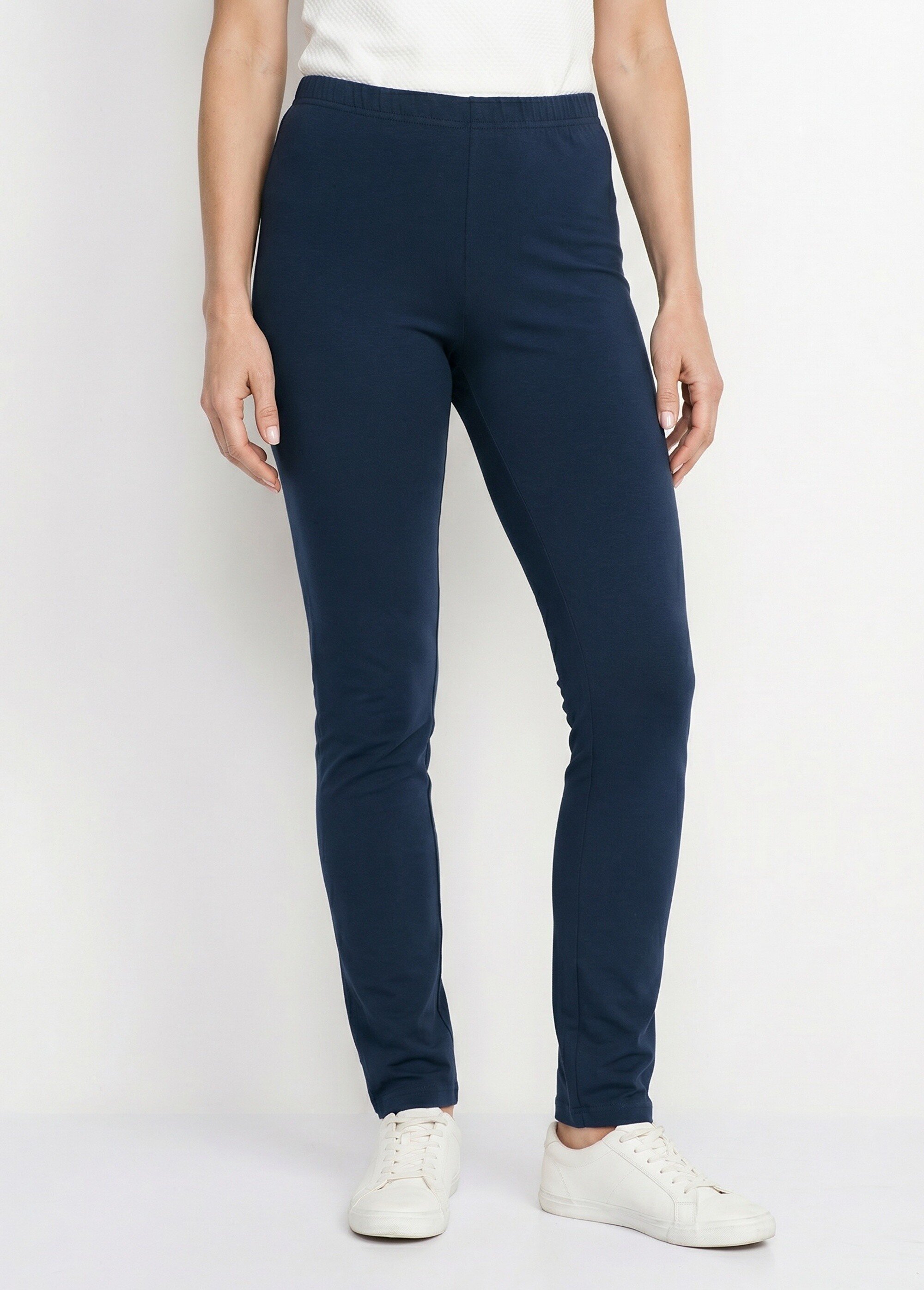 Legging taille élastiquée jersey coton Femme Bleu NOGENT FA1