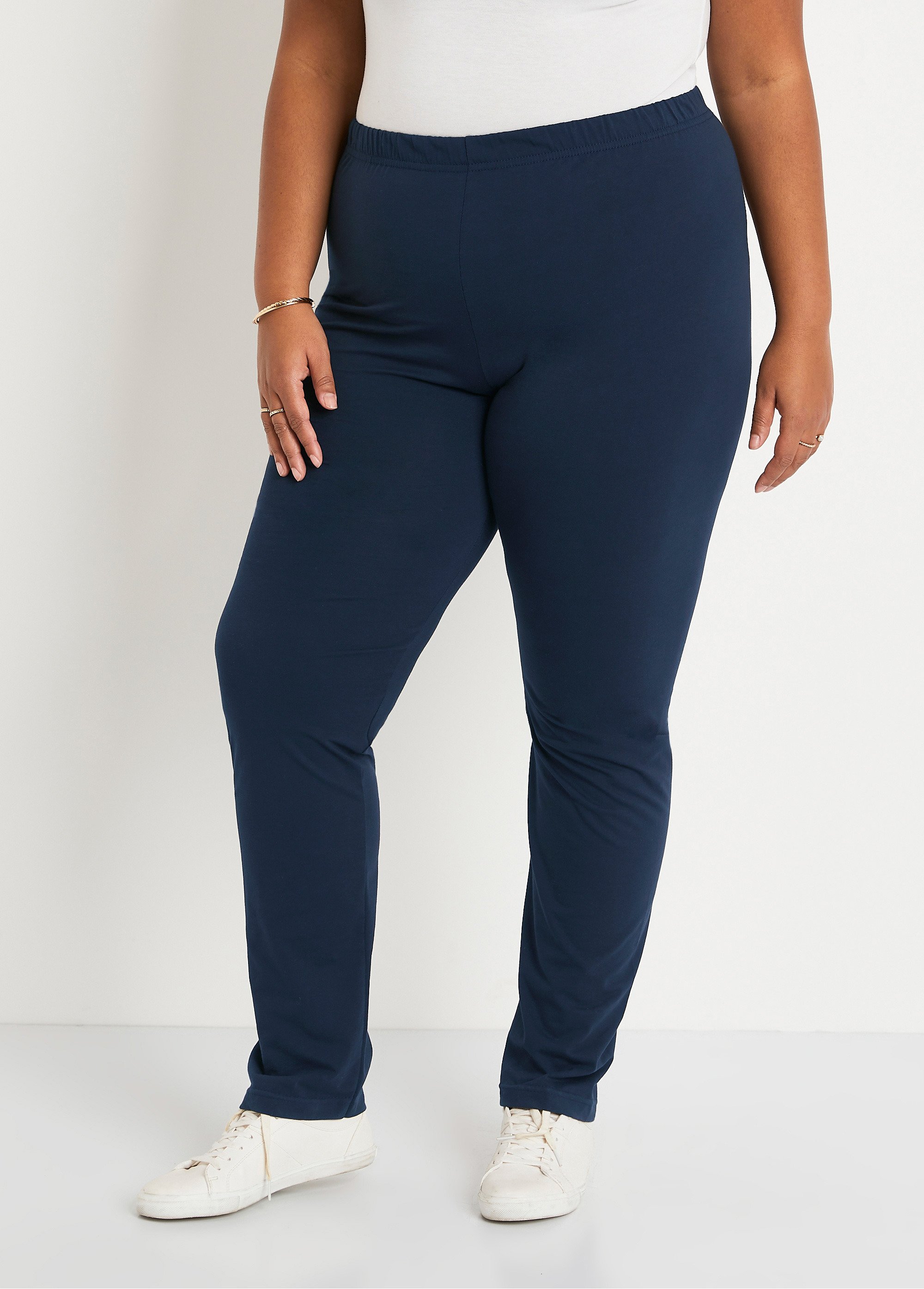 Legging taille élastiquée jersey coton Femme Grande Taille Bleu NOGENT FA2
