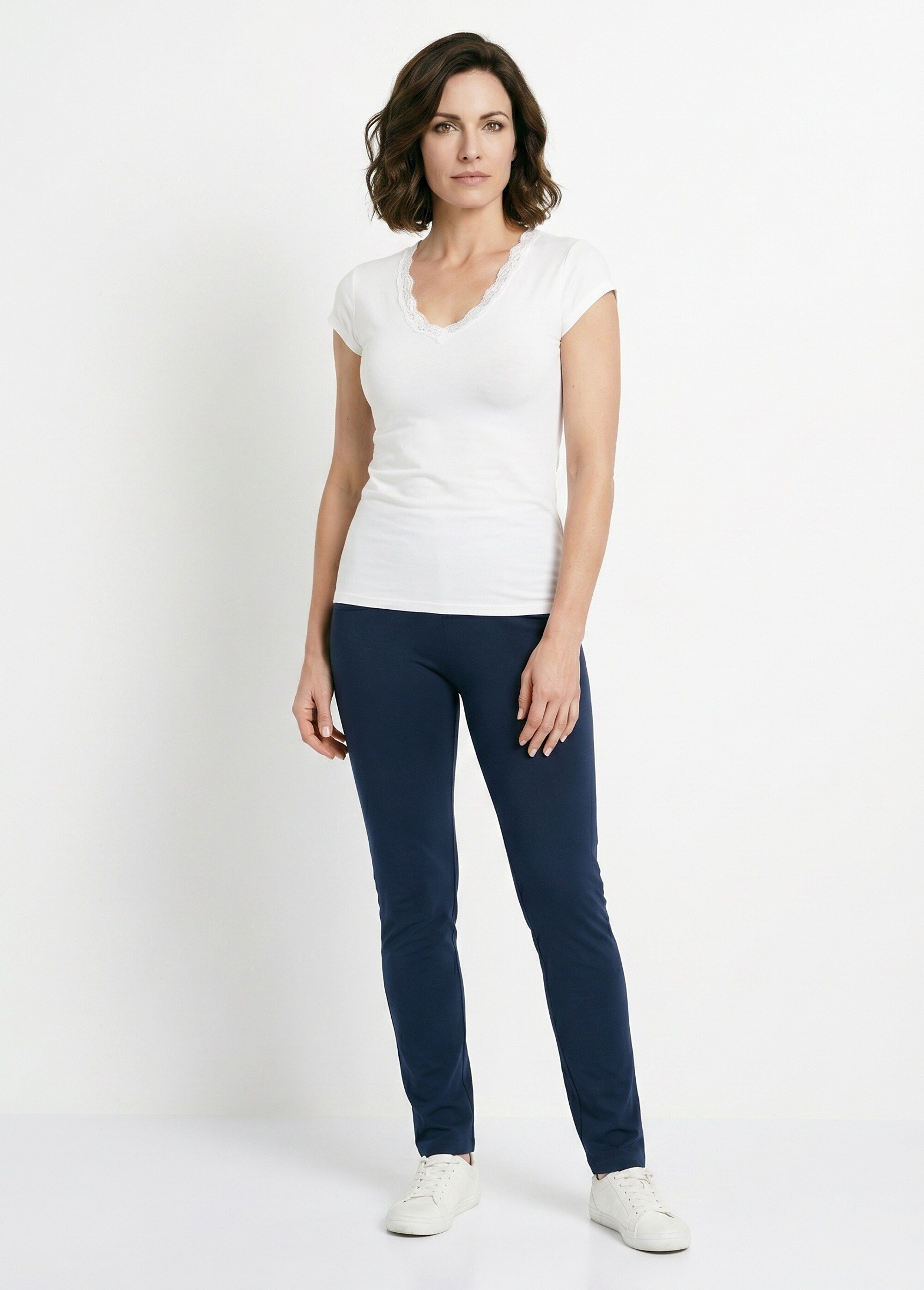 Legging taille élastiquée jersey coton Femme Bleu NOGENT SI1