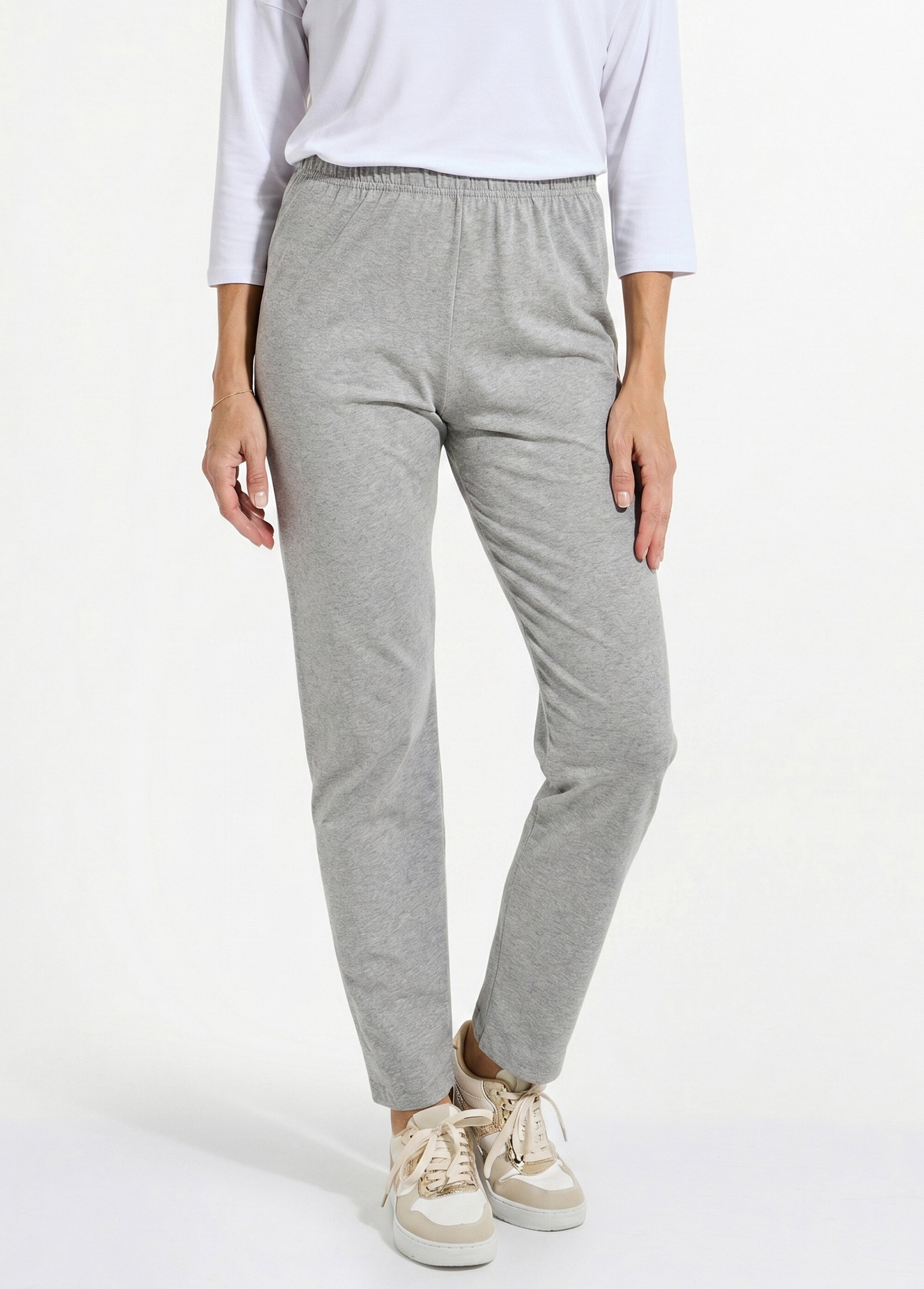 Legging taille élastiquée jersey coton Femme Gris NOGENT FA1