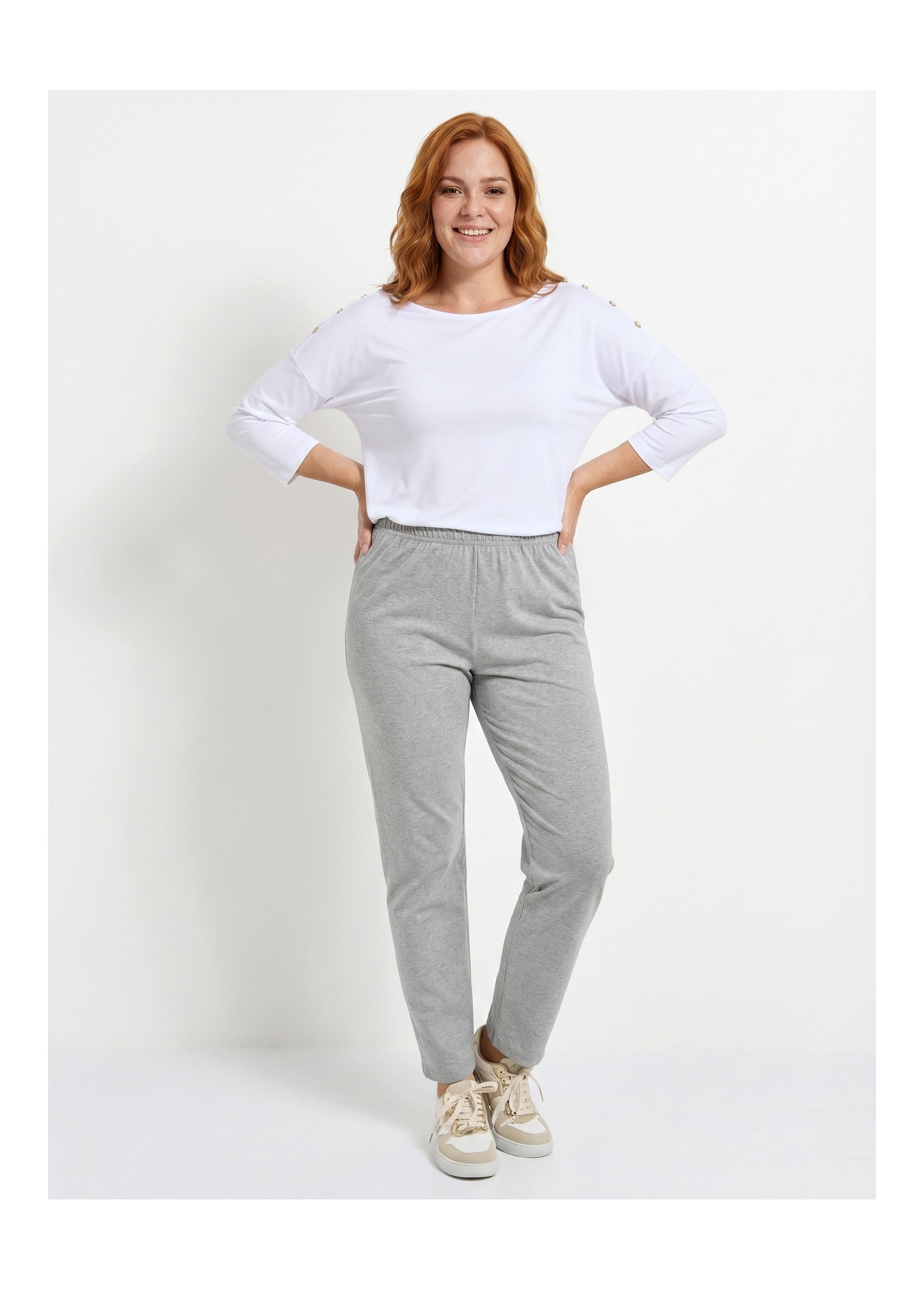 Legging taille élastiquée jersey coton Femme Grande Taille Gris NOGENT SI1