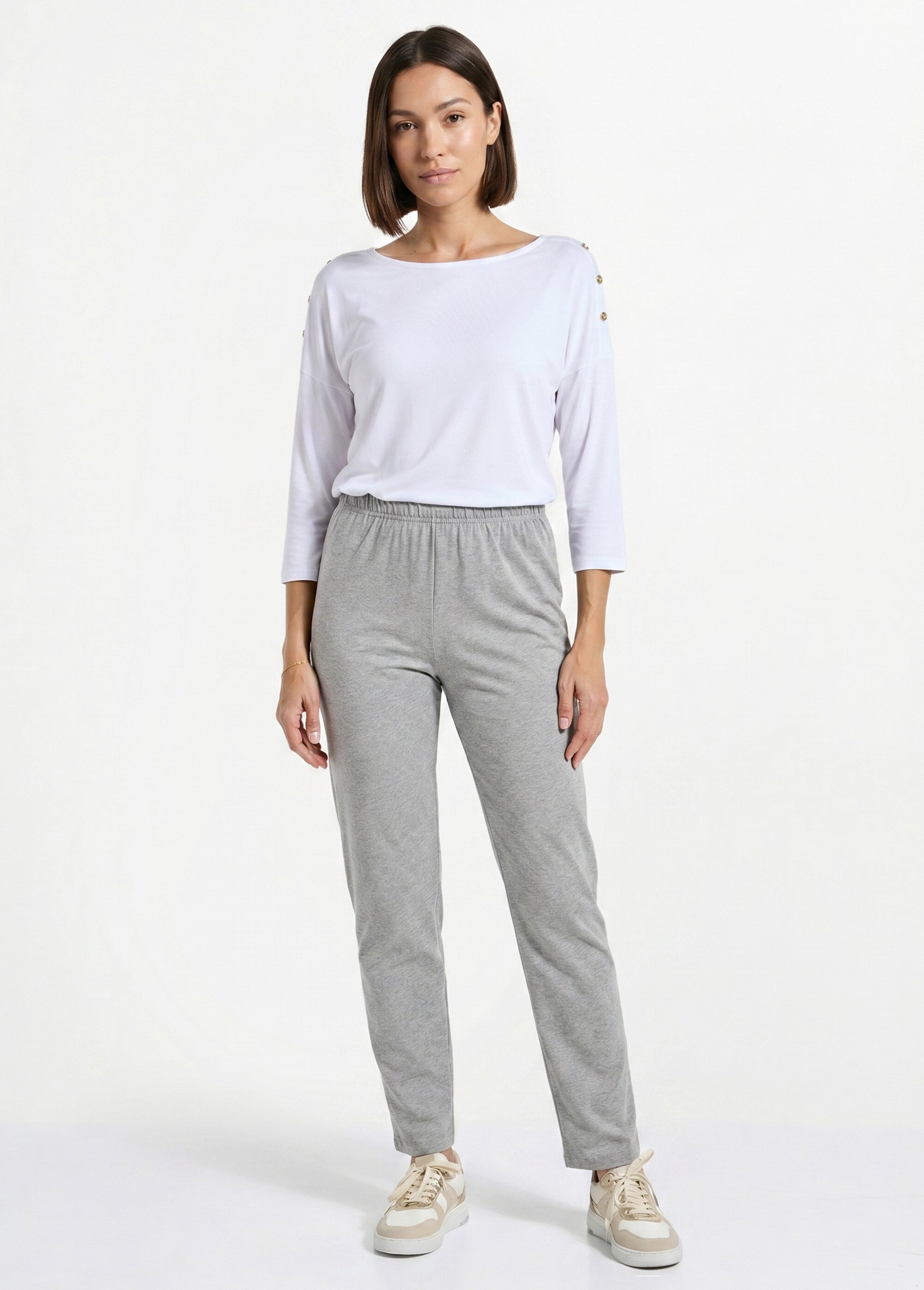 Legging taille élastiquée jersey coton Femme Gris NOGENT SI1