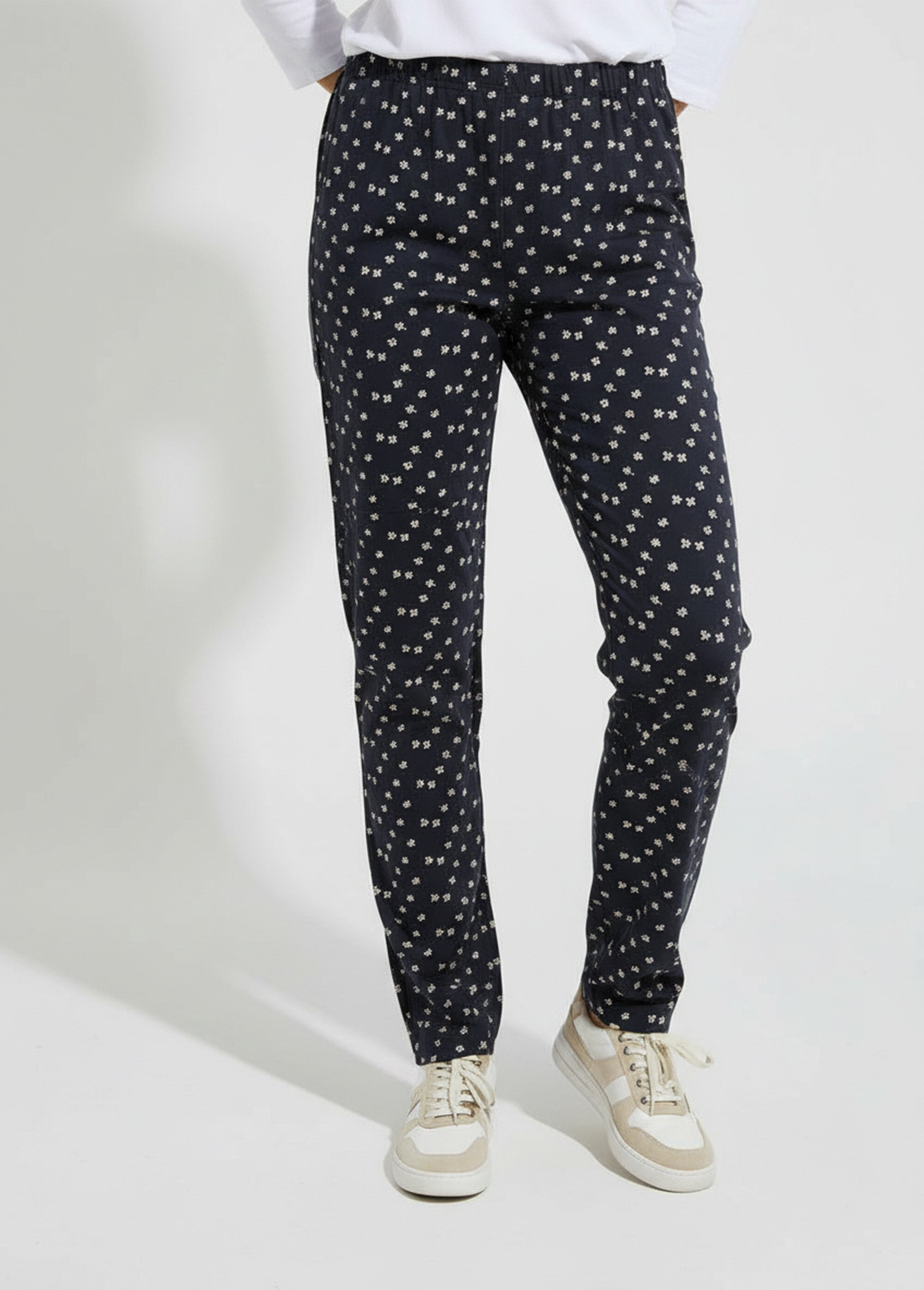 Legging taille élastiquée jersey coton Femme Bleu NOGENT FA1