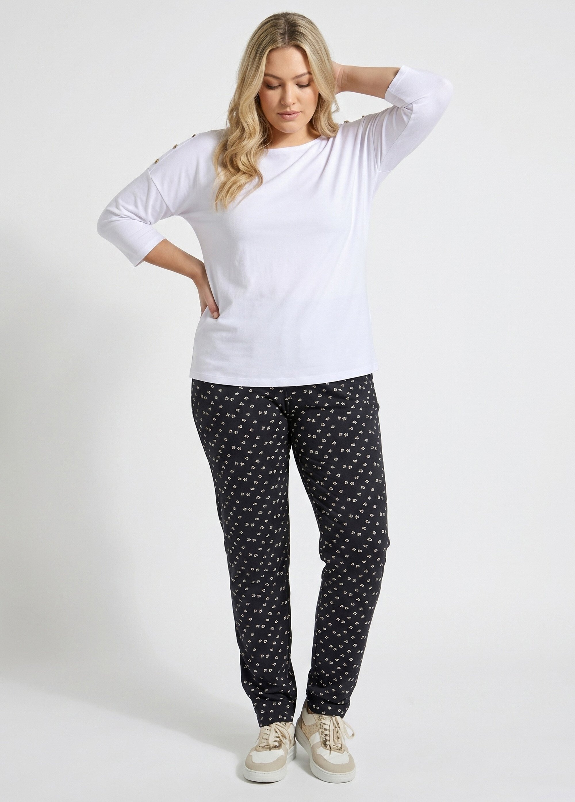 Legging taille élastiquée jersey coton Femme Grande Taille Bleu NOGENT MV1