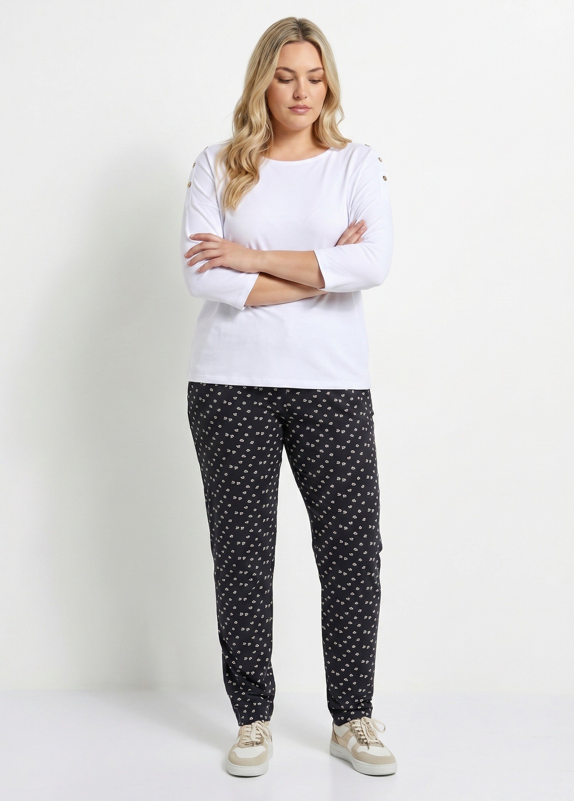 Legging taille élastiquée jersey coton Femme Grande Taille Bleu NOGENT SI1