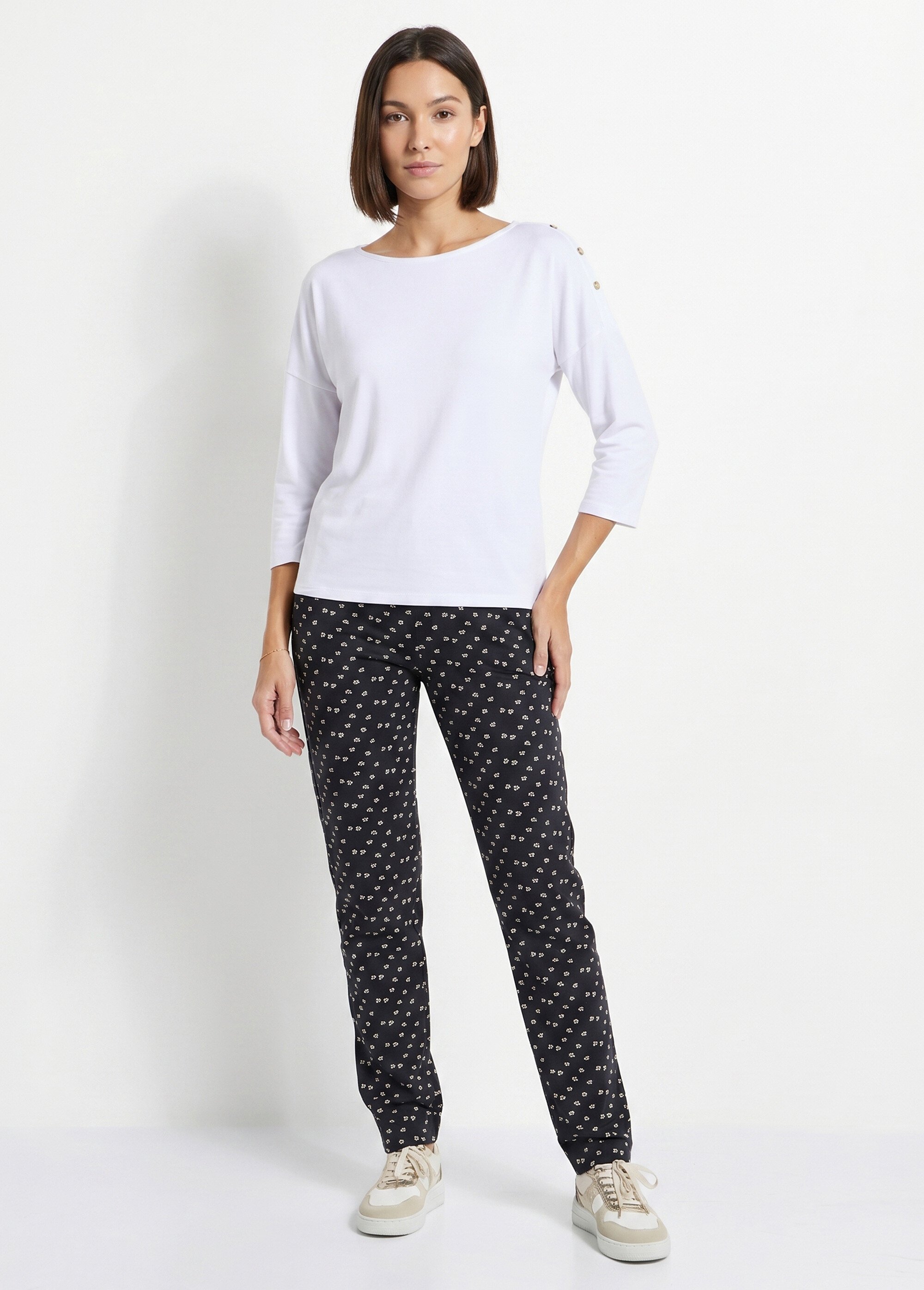Legging taille élastiquée jersey coton Femme Bleu NOGENT SI1