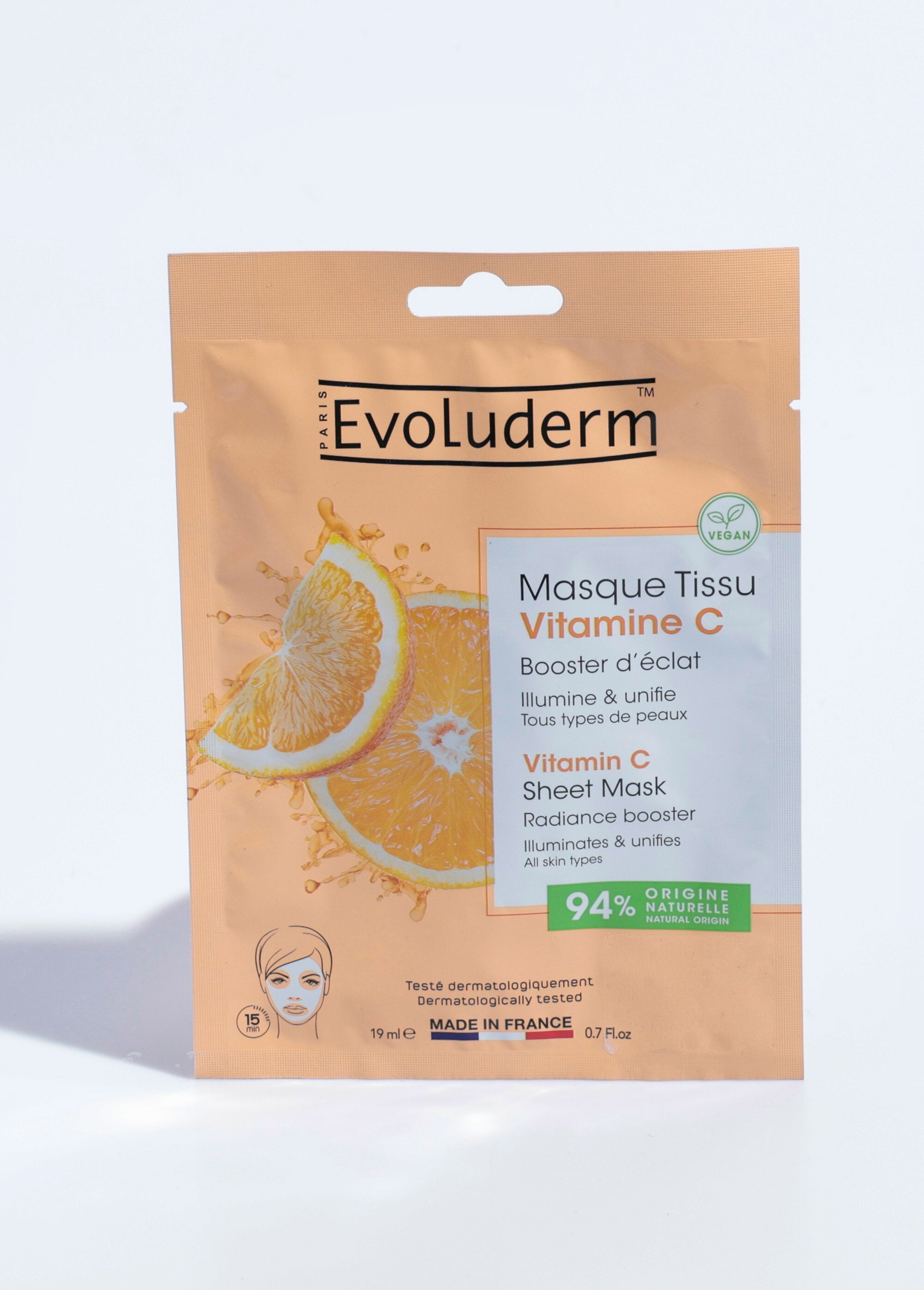 Masque booster d’éclat à la vitamine C Blanc EVO23036 FA1