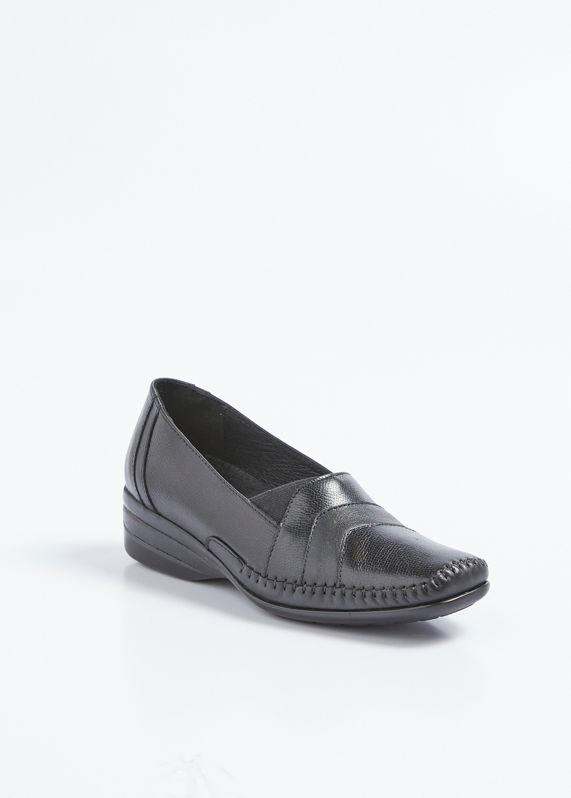 Mocassins compensés élastiqués cuir largeur confort