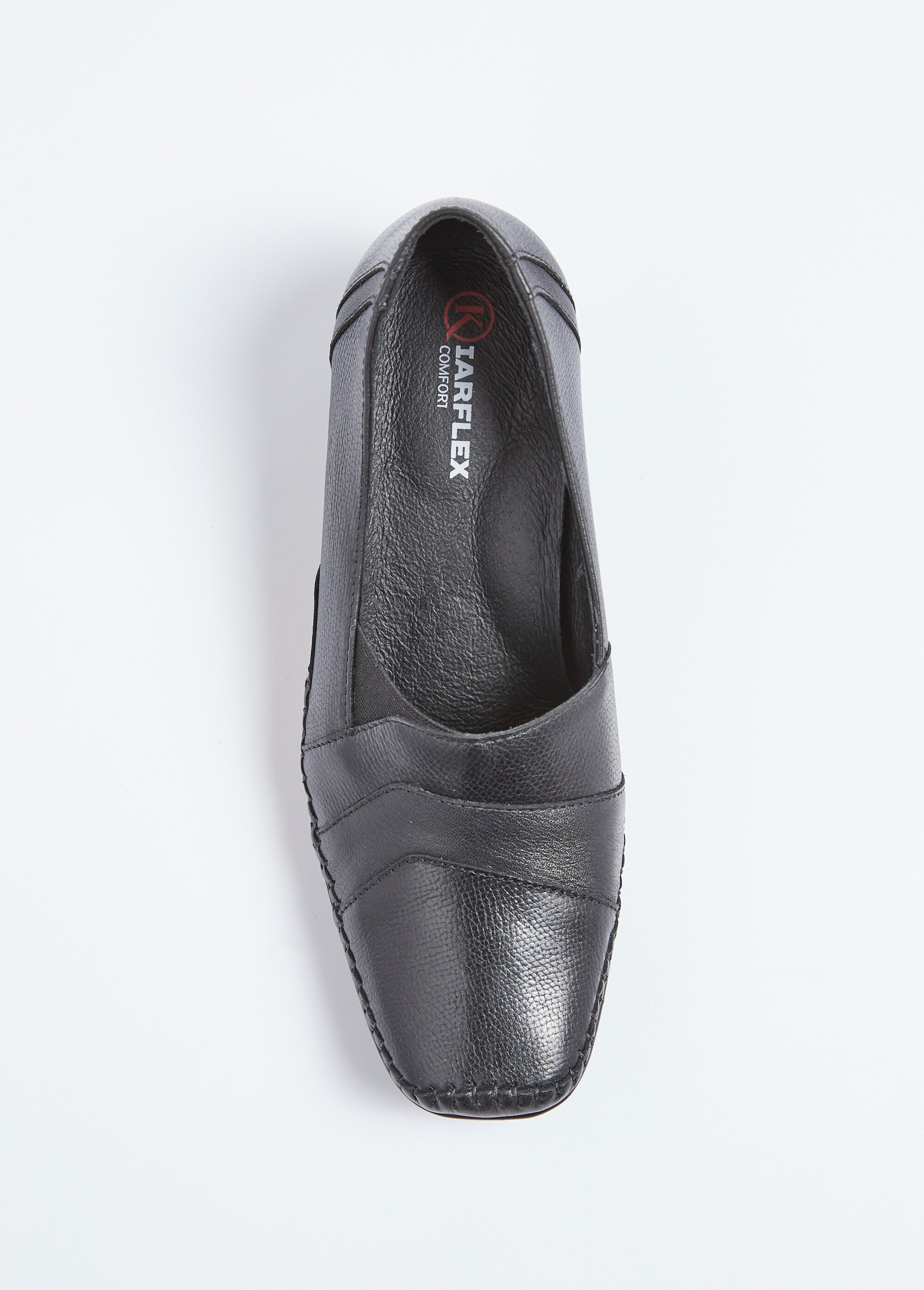 Mocassins compensés élastiqués cuir largeur confort Femme Noir OBRIETTE OV1