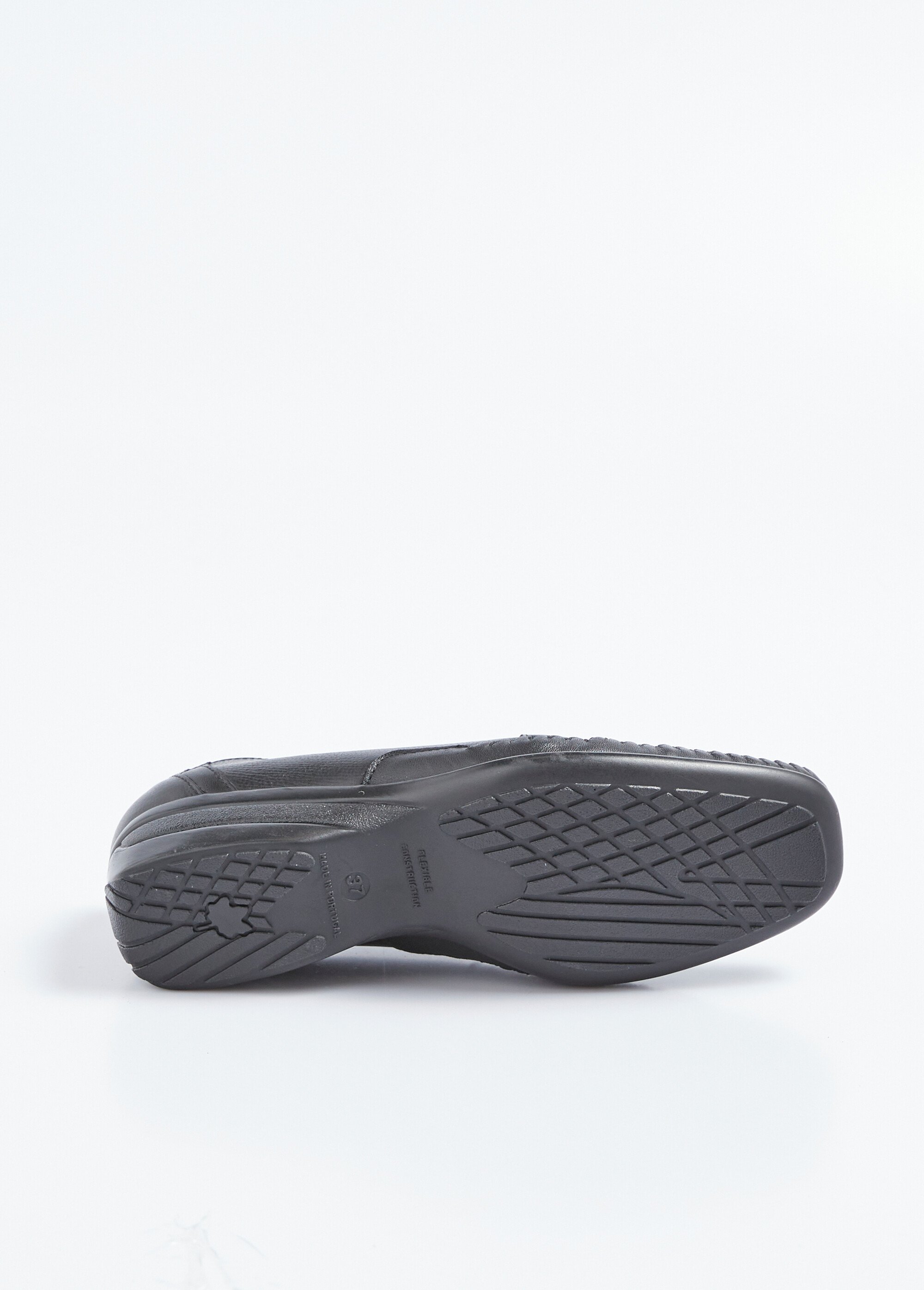 Mocassins compensés élastiqués cuir largeur confort Femme Noir OBRIETTE UN1