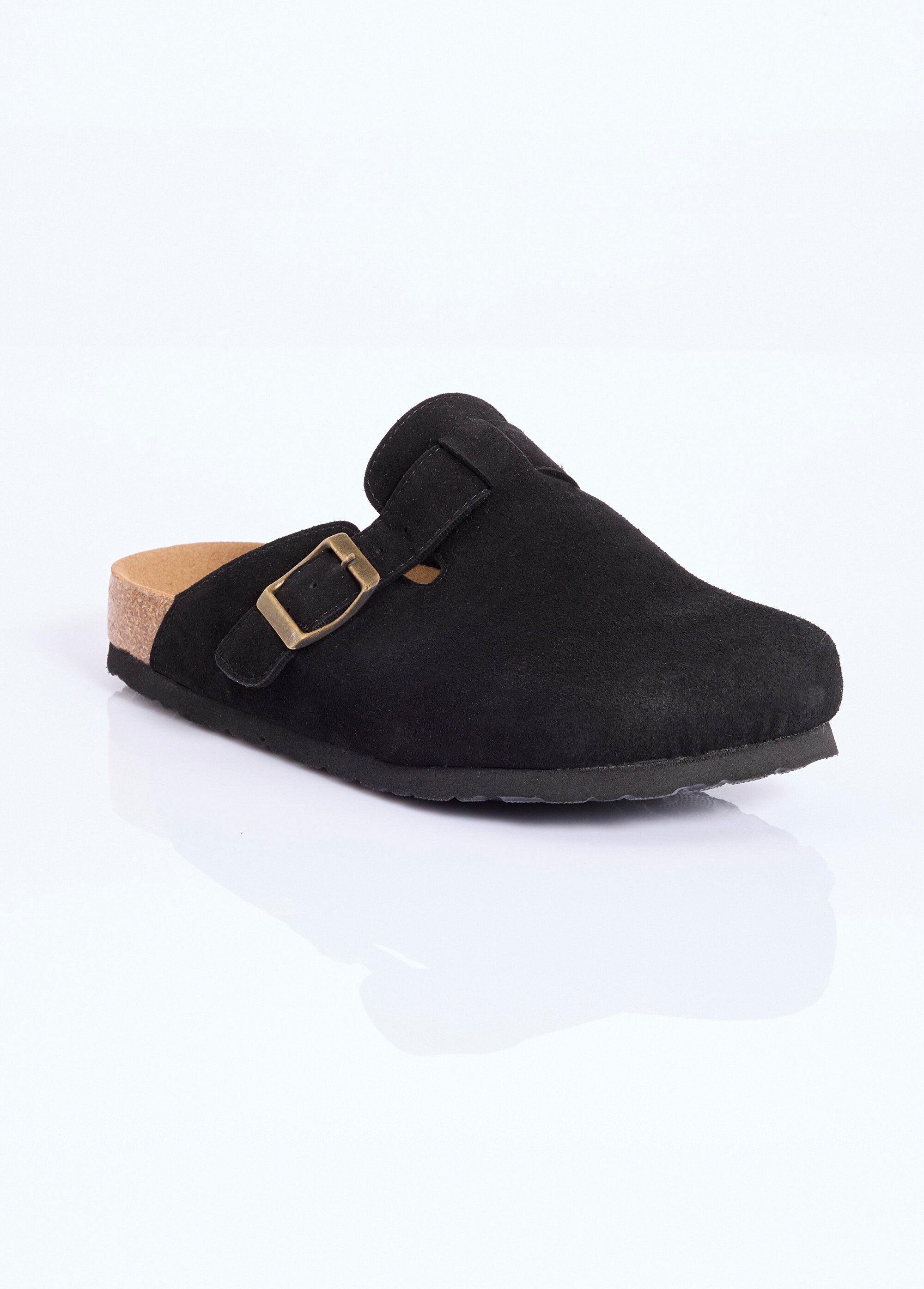 Mules sabots anatomiques en suédine Femme Noir COV23-78 FA1