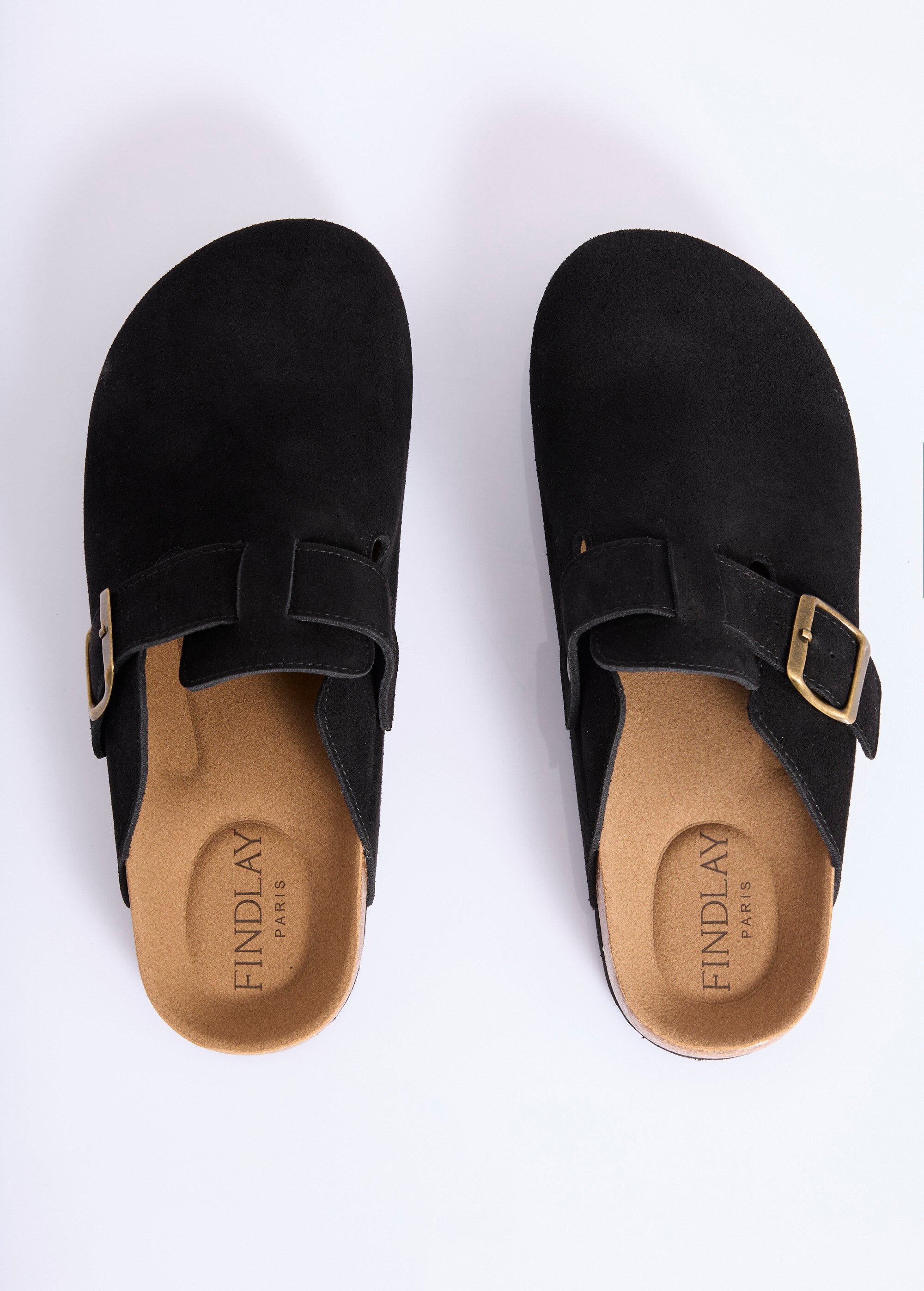 Mules sabots anatomiques en suédine Femme Noir COV23-78 OV1