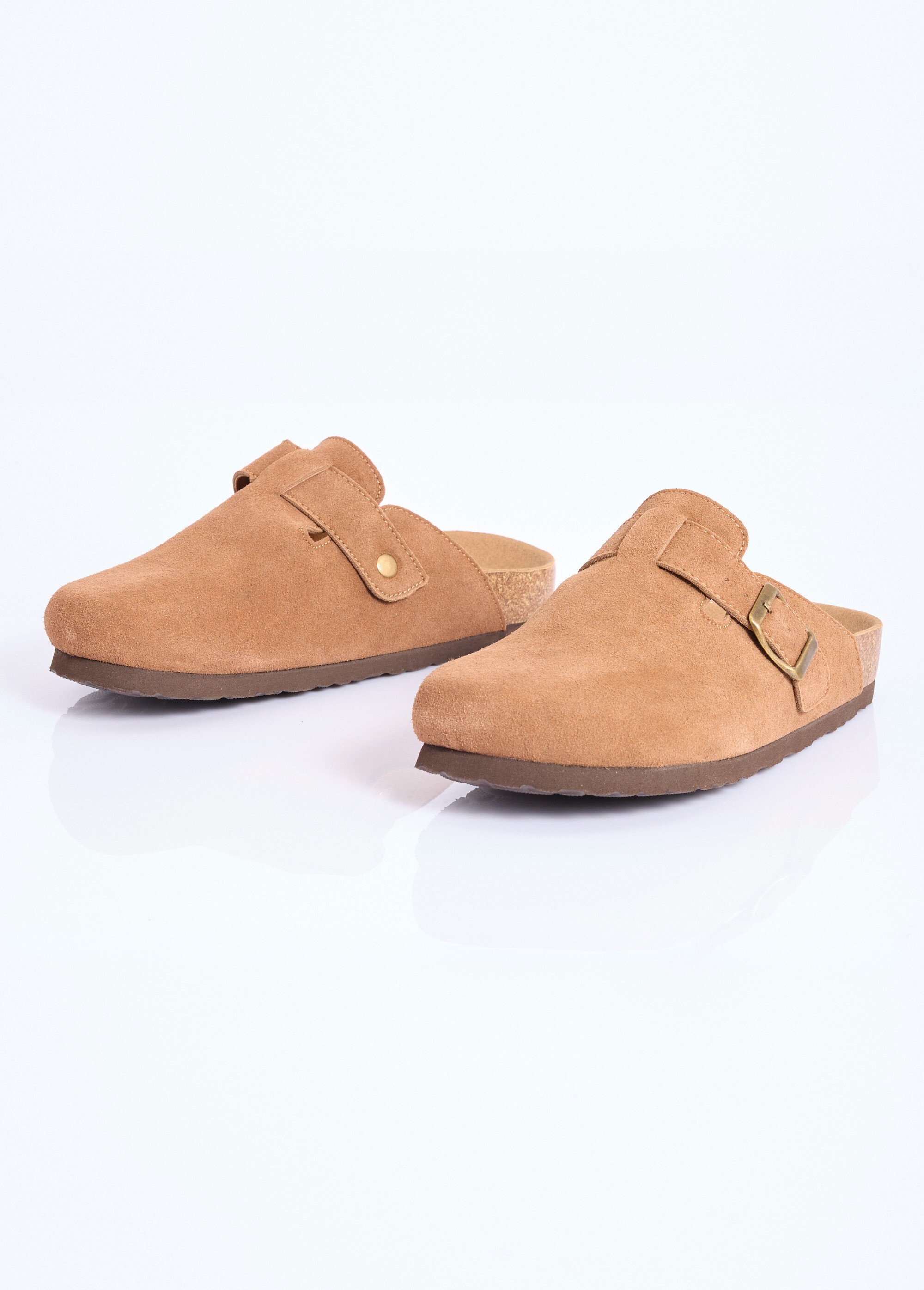 Mules sabots anatomiques en suédine Femme Marron COV23-78 DE1