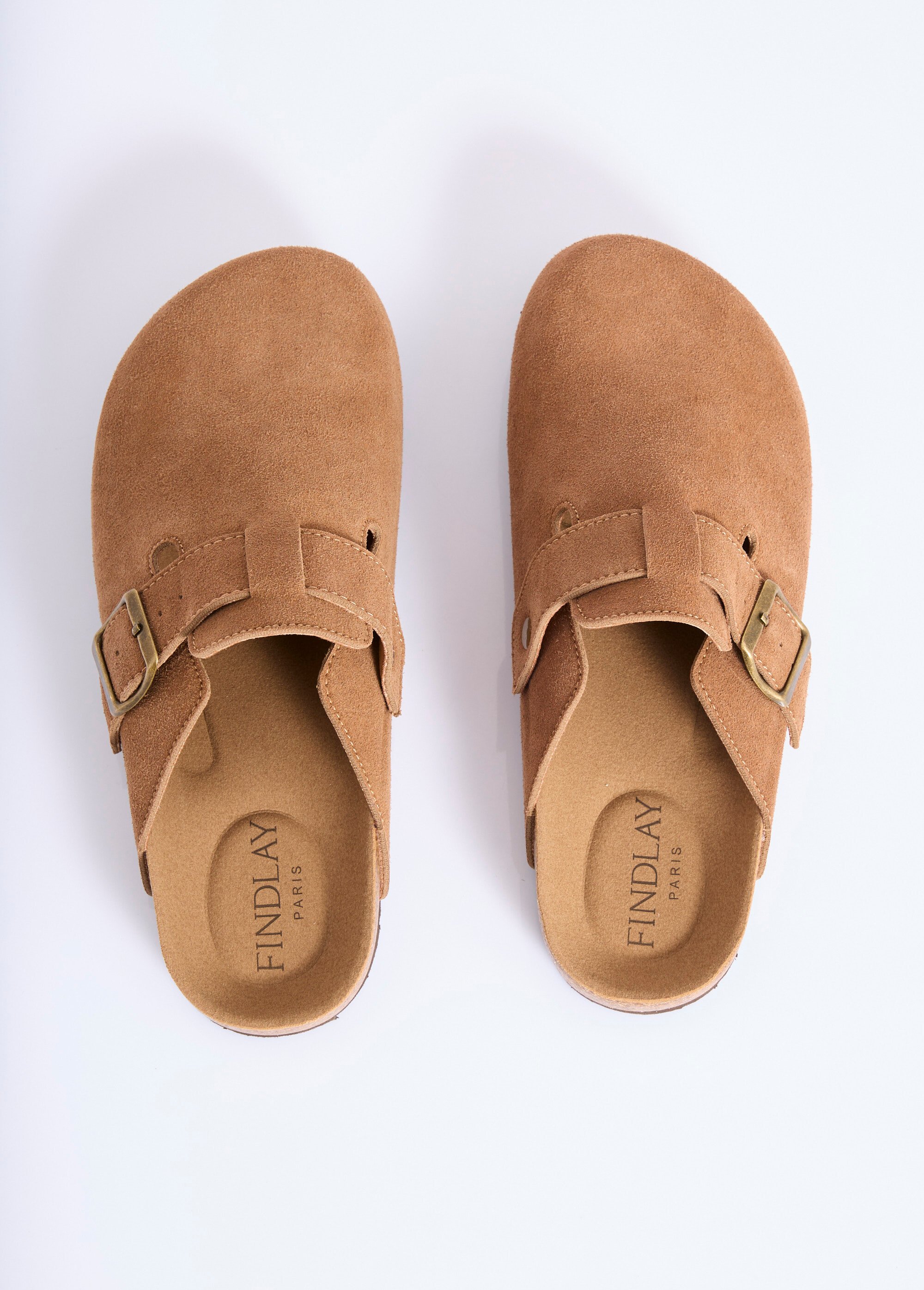 Mules sabots anatomiques en suédine Femme Marron COV23-78 OV1