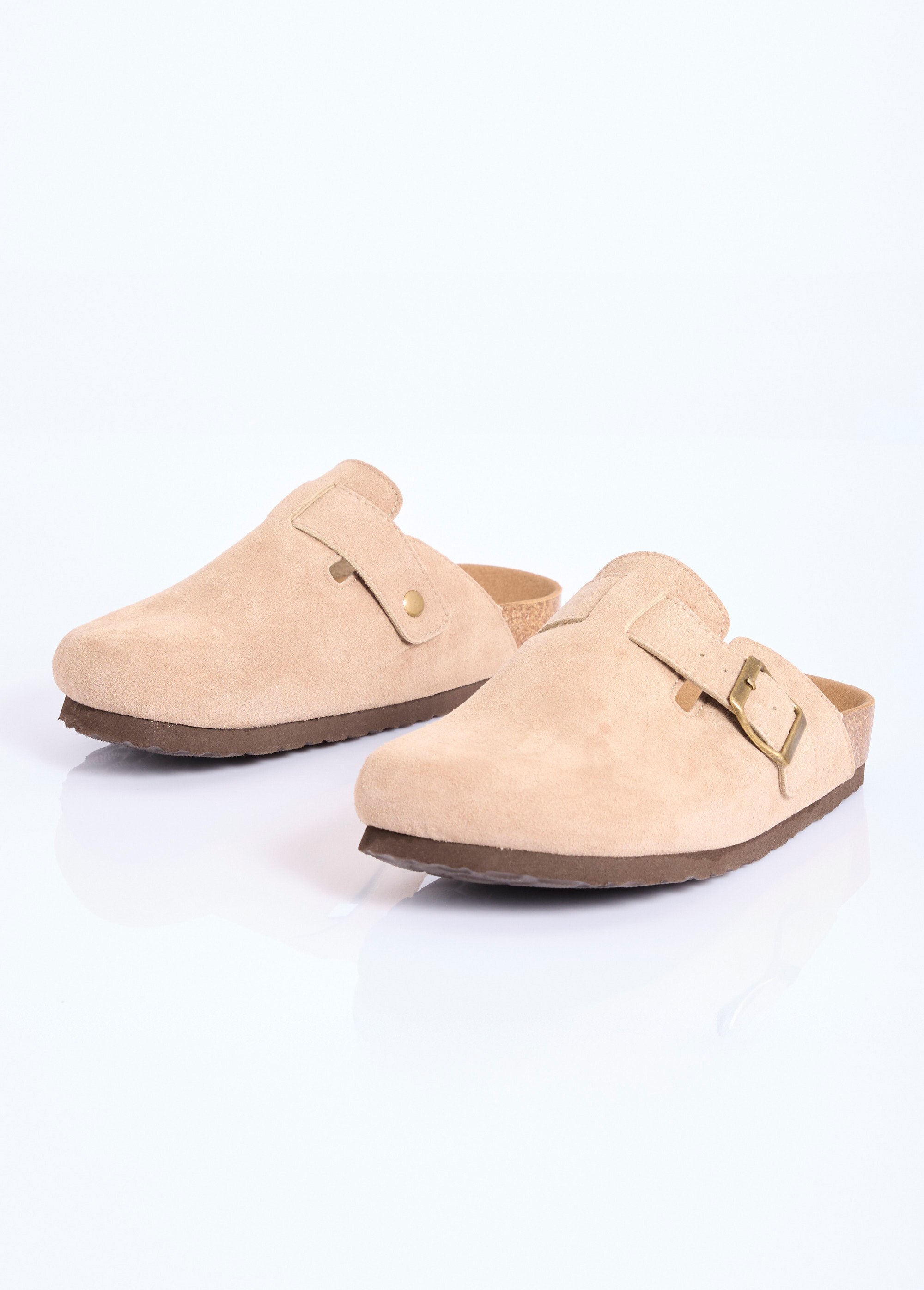 Mules sabots anatomiques en suédine Femme Beige COV23-78 DE1