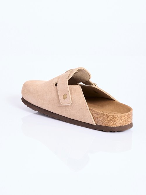 Mules sabots anatomiques en suédine Femme Beige COV23-78 DO1