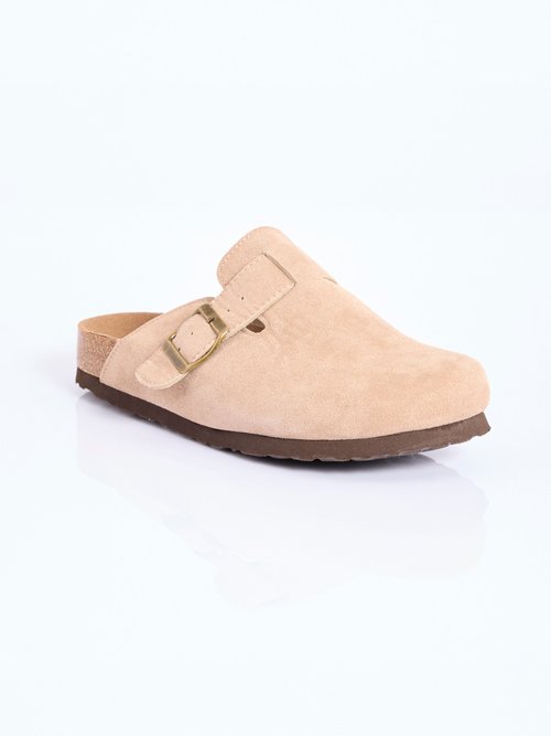 Mules sabots anatomiques en suédine Femme Beige COV23-78 FA1