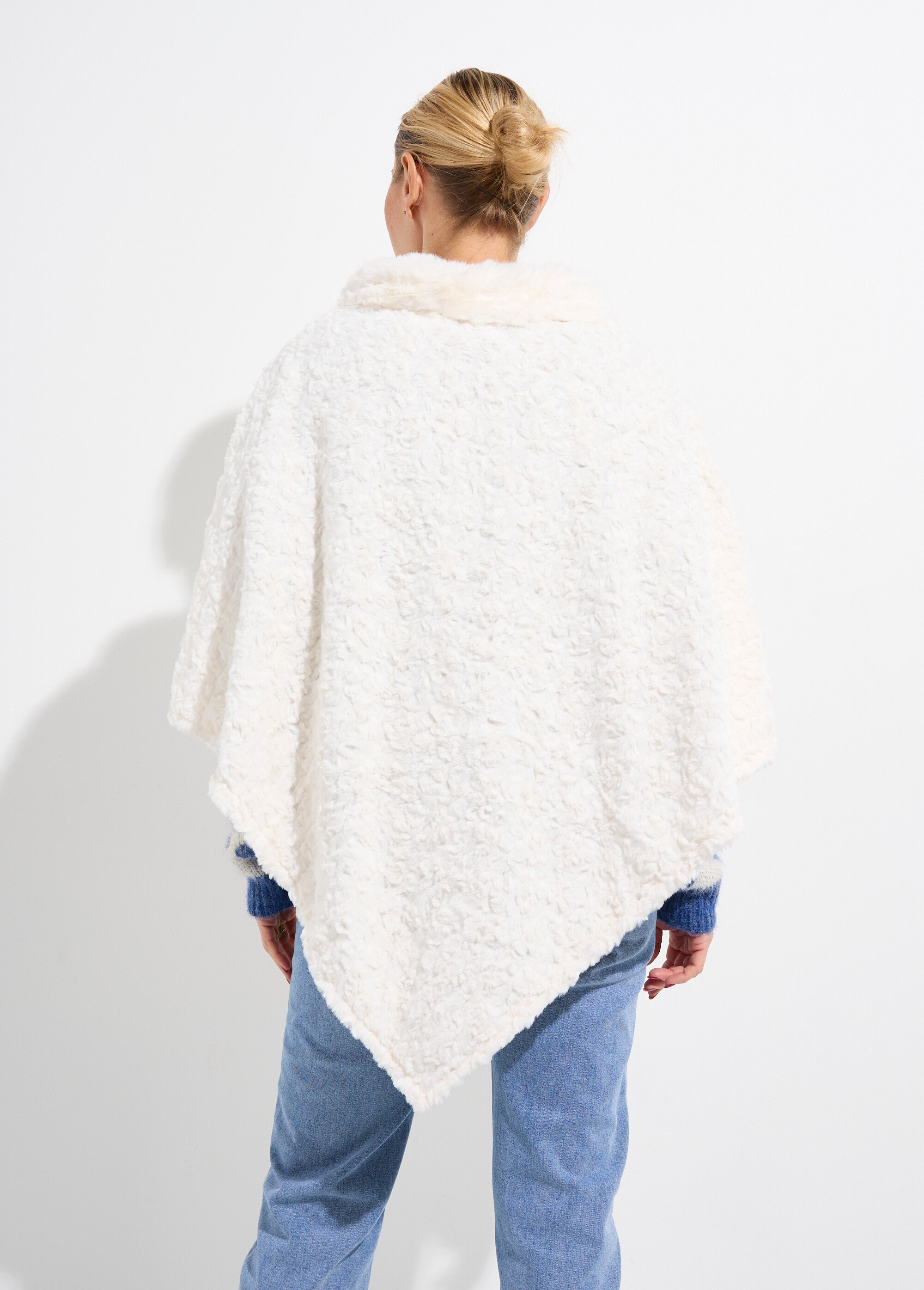 Poncho col montant en polaire façon sherpa Femme Beige NES180POW2402 DO1