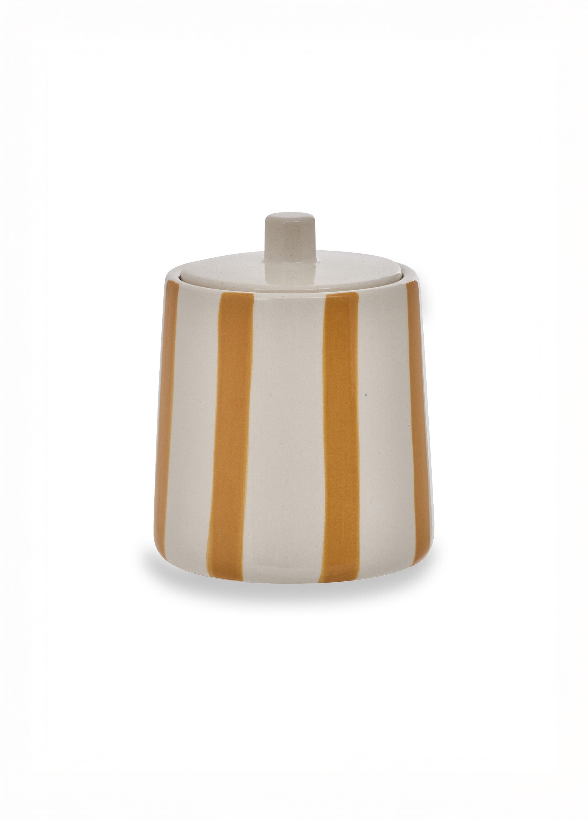 Pot à cotons en céramique rayée Jaune JJA-214797B FA1