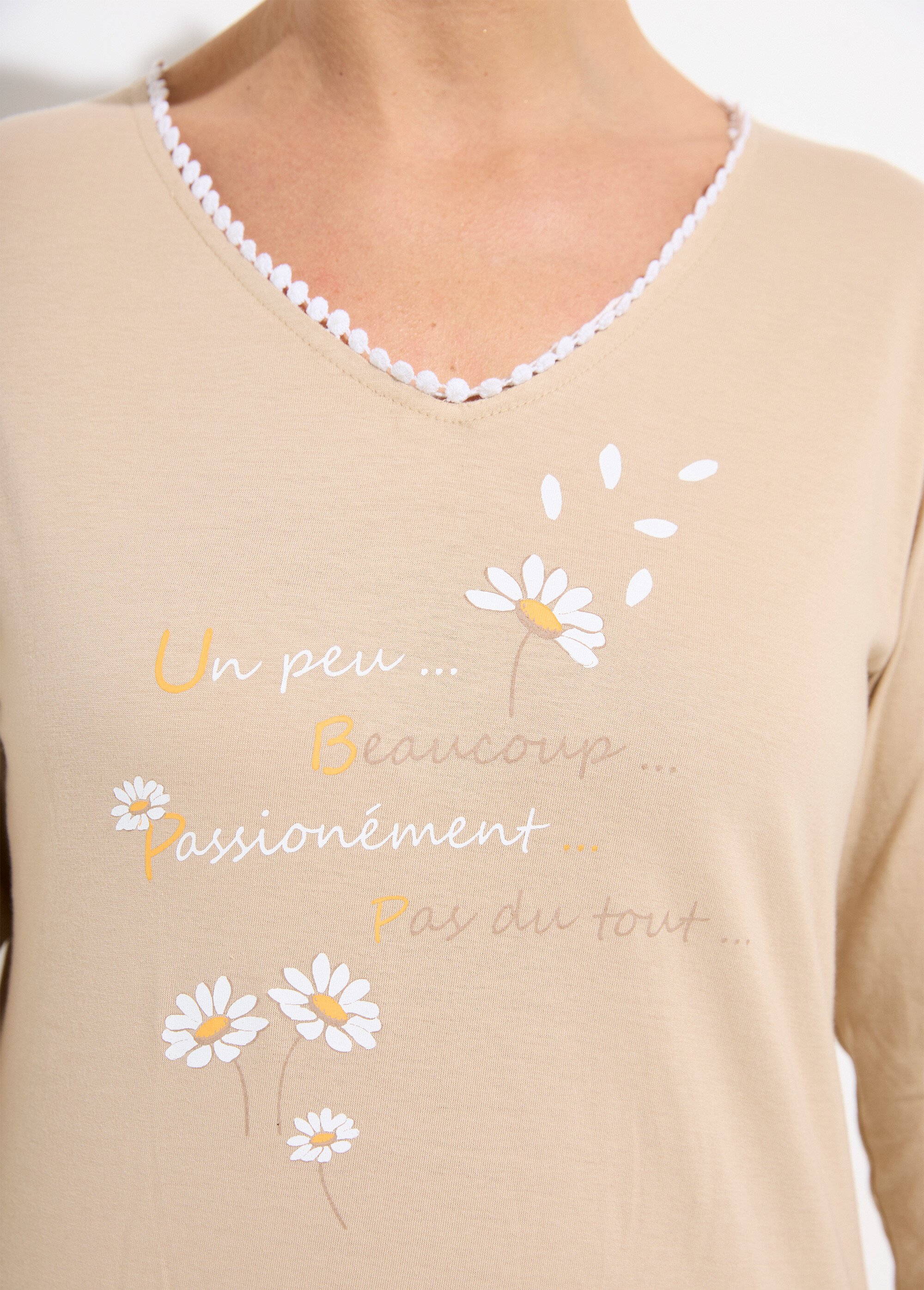 Pyjama coton imprimé pâquerettes Femme Beige SALTO DE1