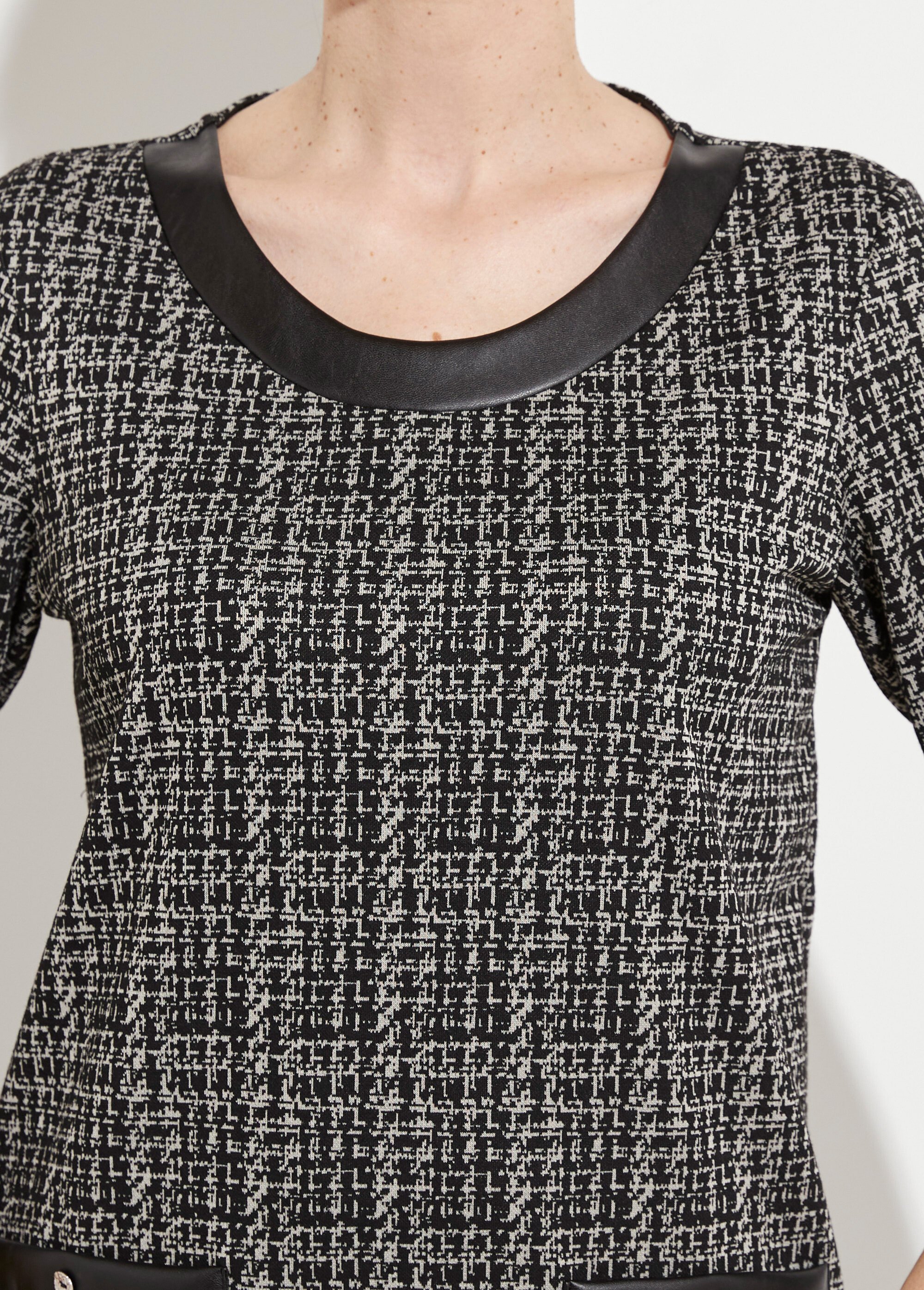 Robe droite courte jacquard détails noirs Femme Noir HAUGUSTE DE1