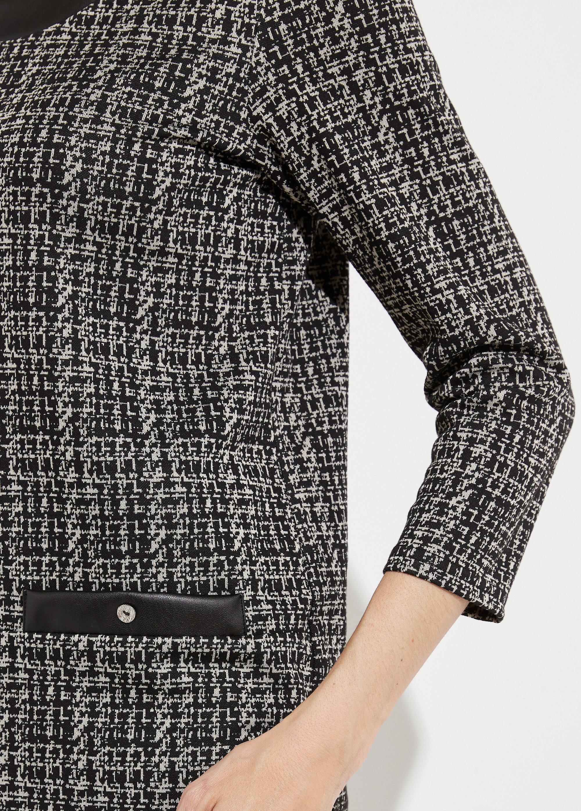 Robe droite courte jacquard détails noirs Femme Noir HAUGUSTE DE2