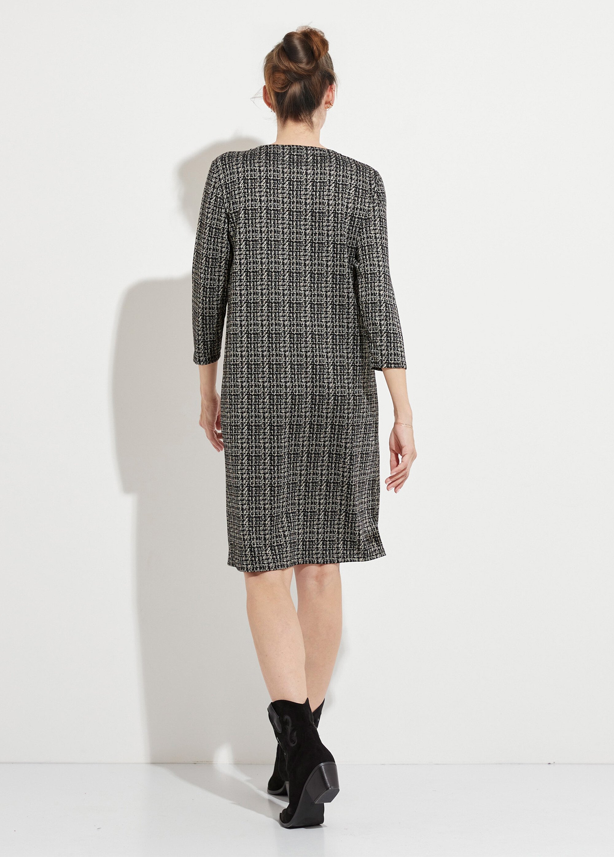 Robe droite courte jacquard détails noirs Femme Noir HAUGUSTE DO1