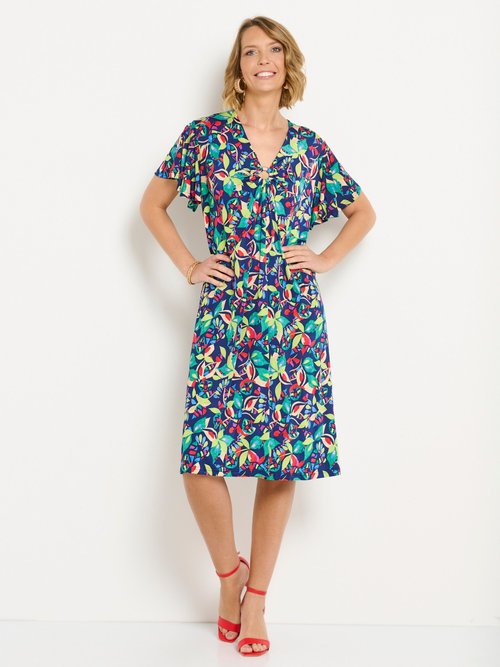 Robe évasée courte imprimé multicolore Femme Bleu EVOLIA FA2