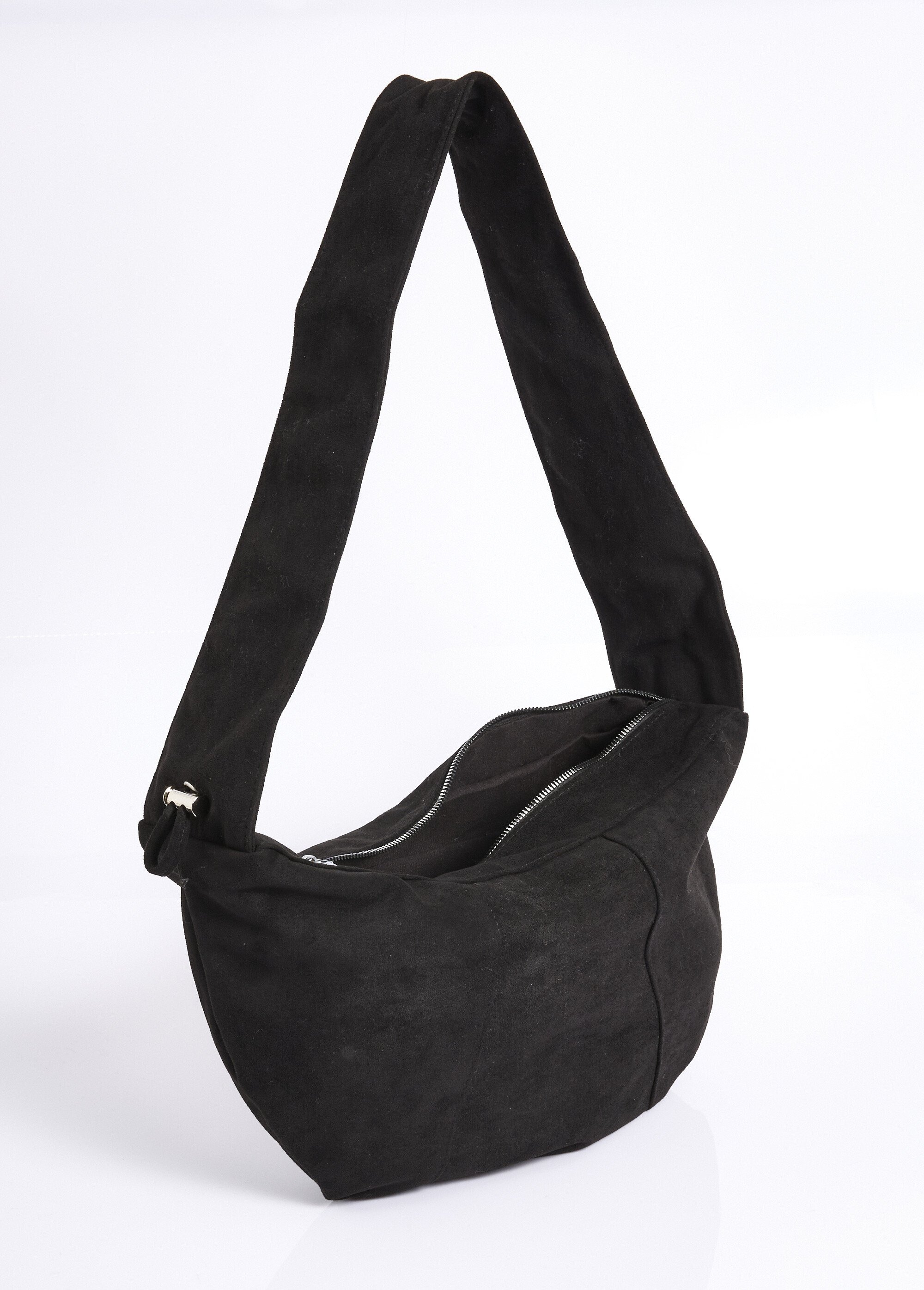 Sac en suédine à bandoulière large Femme Noir NES180LBW2503 DE1