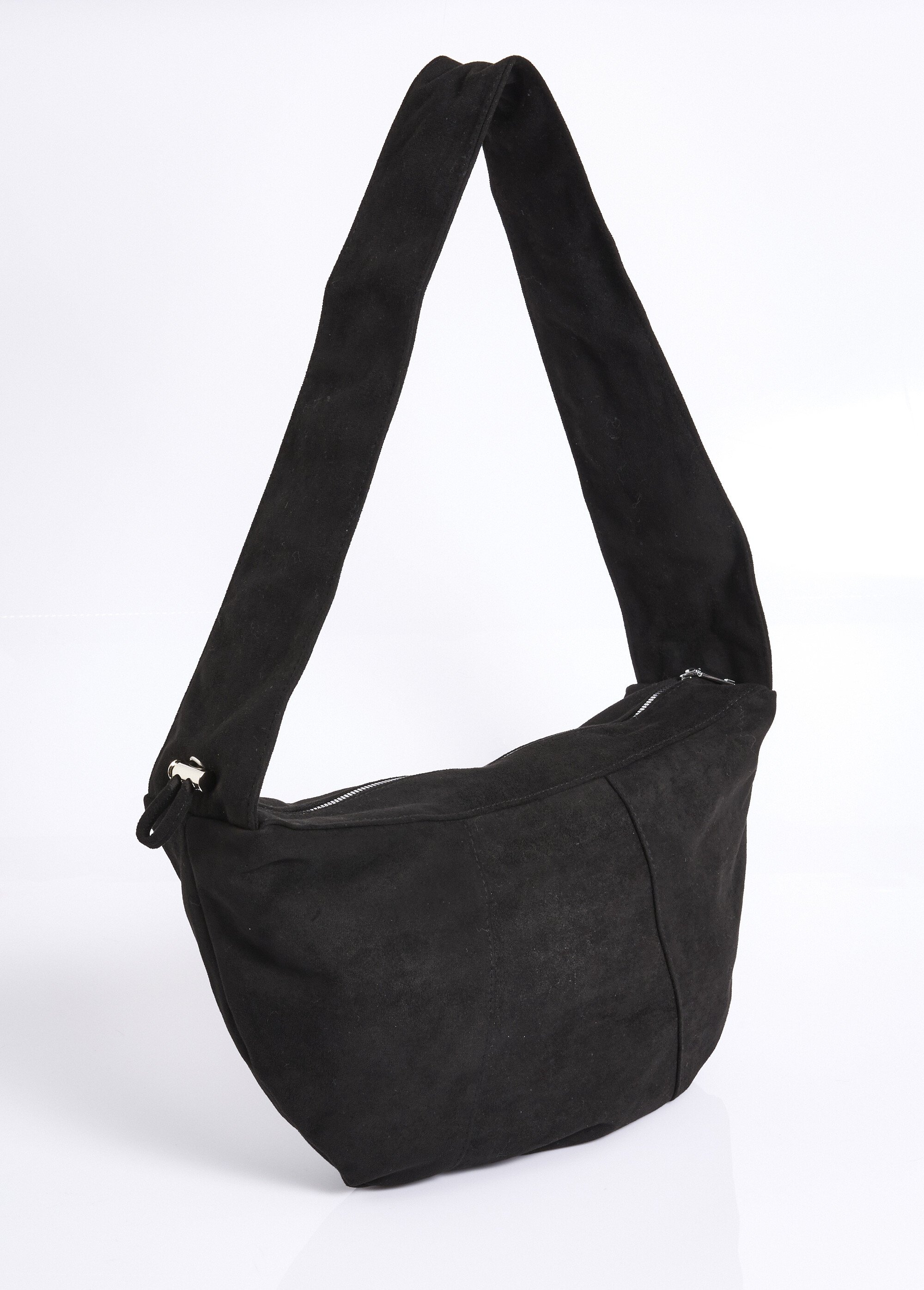 Sac en suédine à bandoulière large Femme Noir NES180LBW2503 FA1