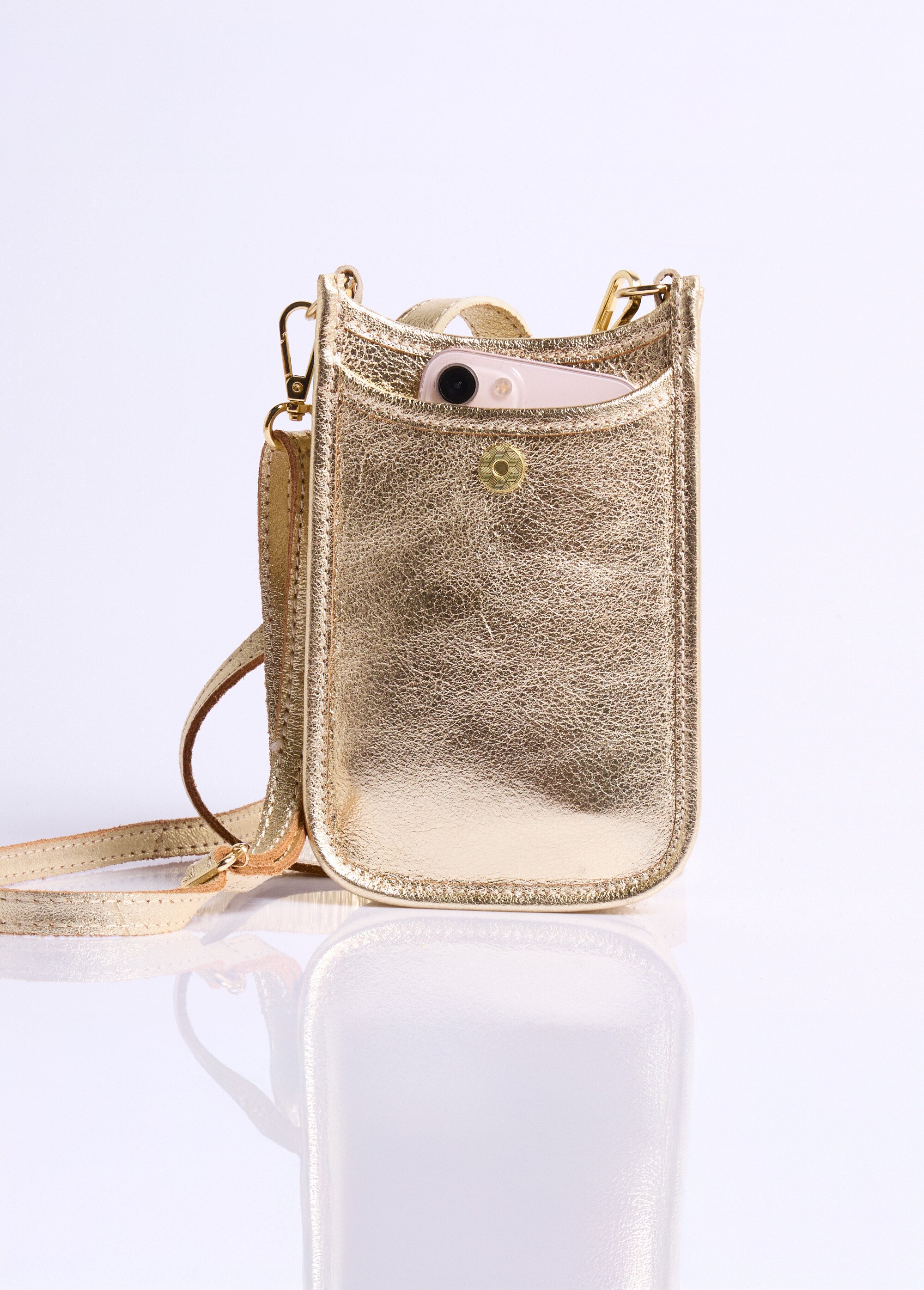 Sac téléphone en cuir Femme Doré UNEA DE2