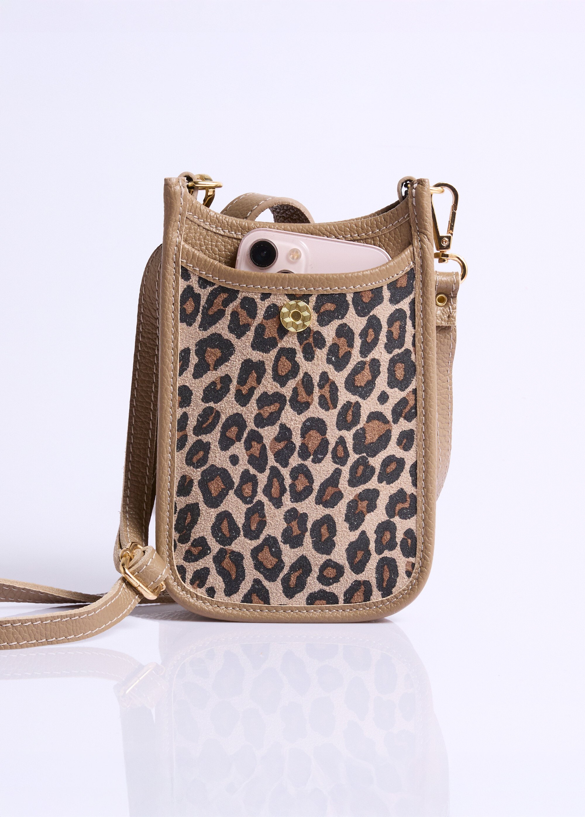 Sac téléphone en cuir Femme LEOPARD UNEA DE2
