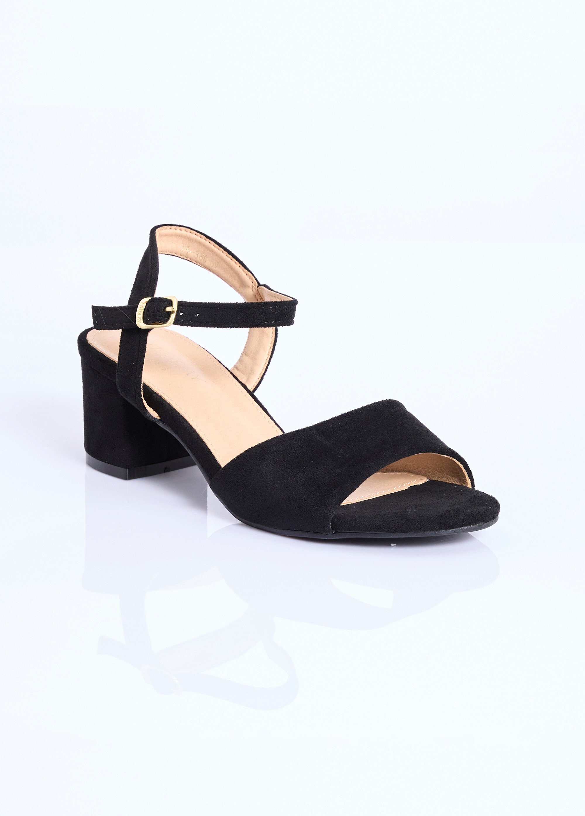 Sandales chic en simili cuir ou suédine Femme Noir COVX5-388 FA1