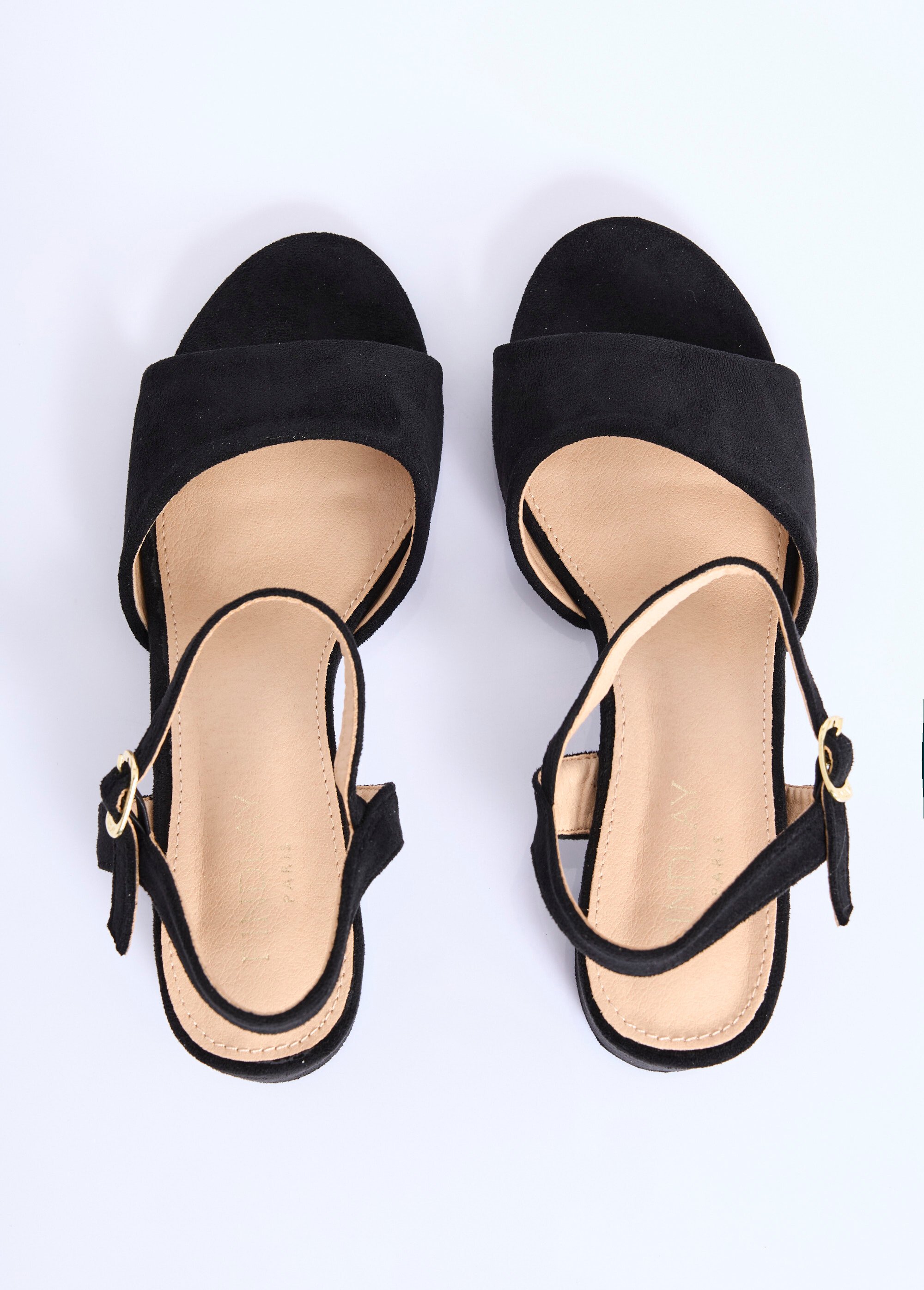 Sandales chic en simili cuir ou suédine Femme Noir COVX5-388 OV1