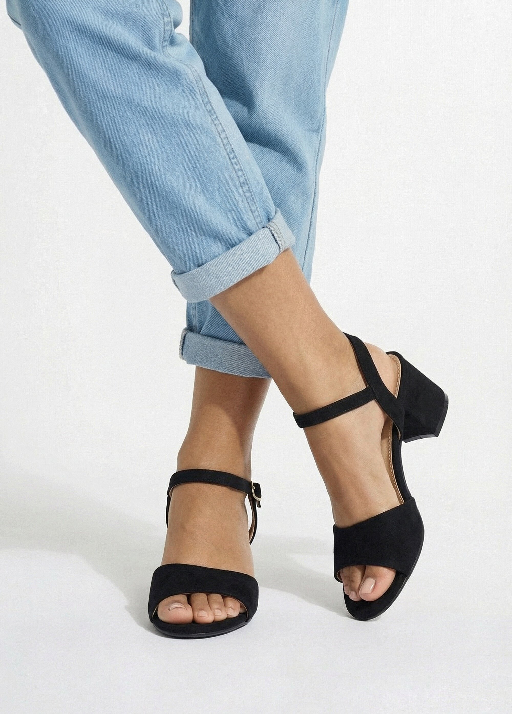 Sandales chic en simili cuir ou suédine Femme Noir COVX5-388 SI1