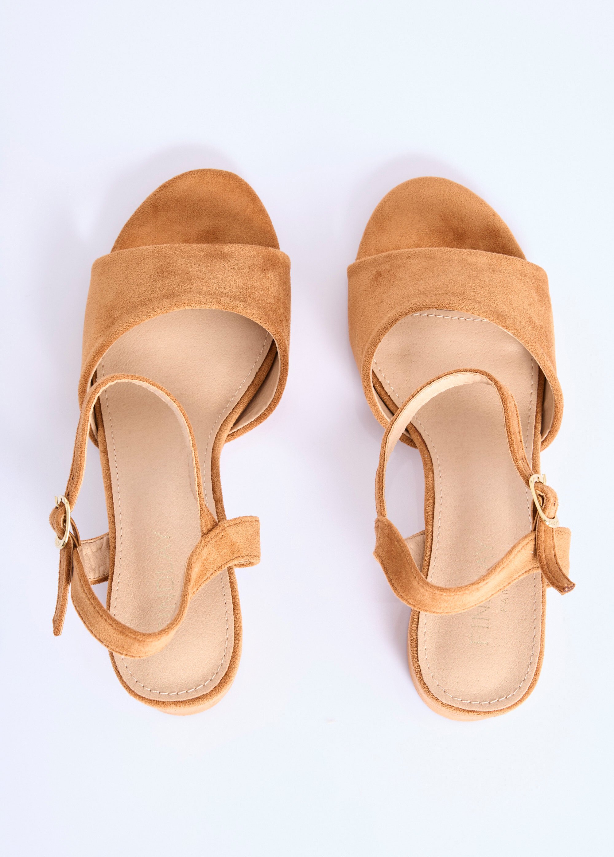 Sandales chic en simili cuir ou suédine Femme Marron COVX5-388 OV1