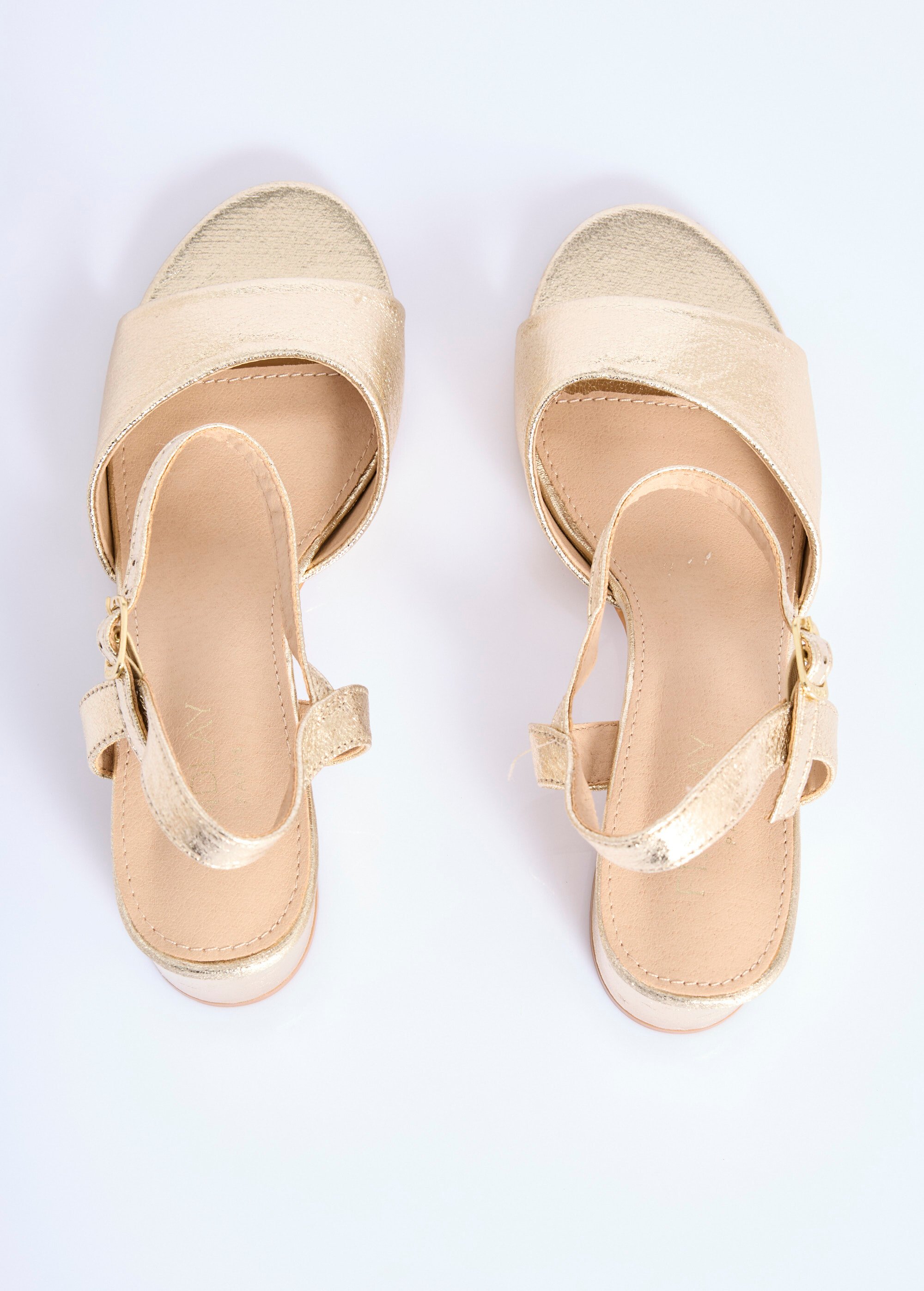 Sandales chic en simili cuir ou suédine Femme Doré COVX5-388 OV1