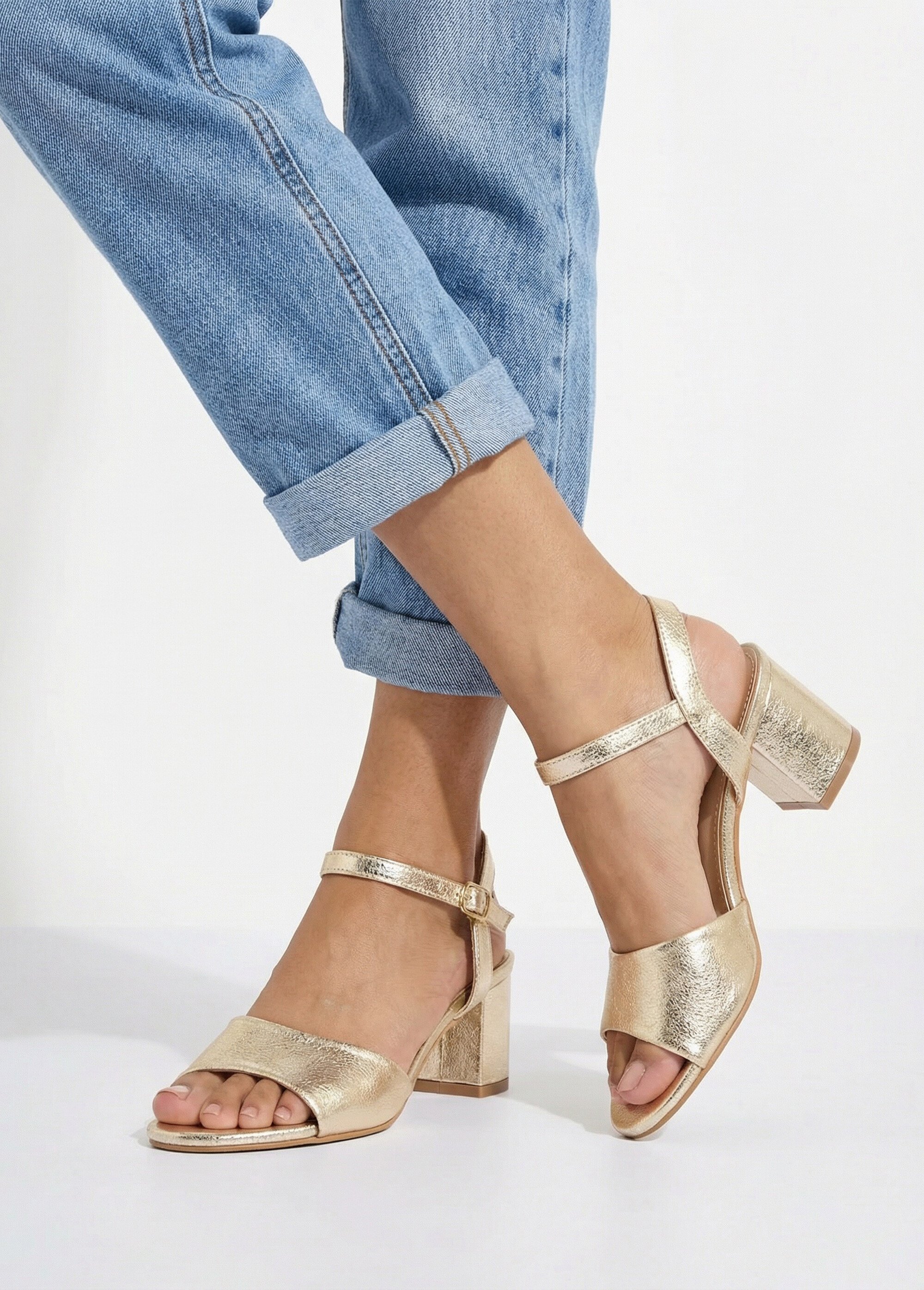 Sandales chic en simili cuir ou suédine Femme Doré COVX5-388 SI1