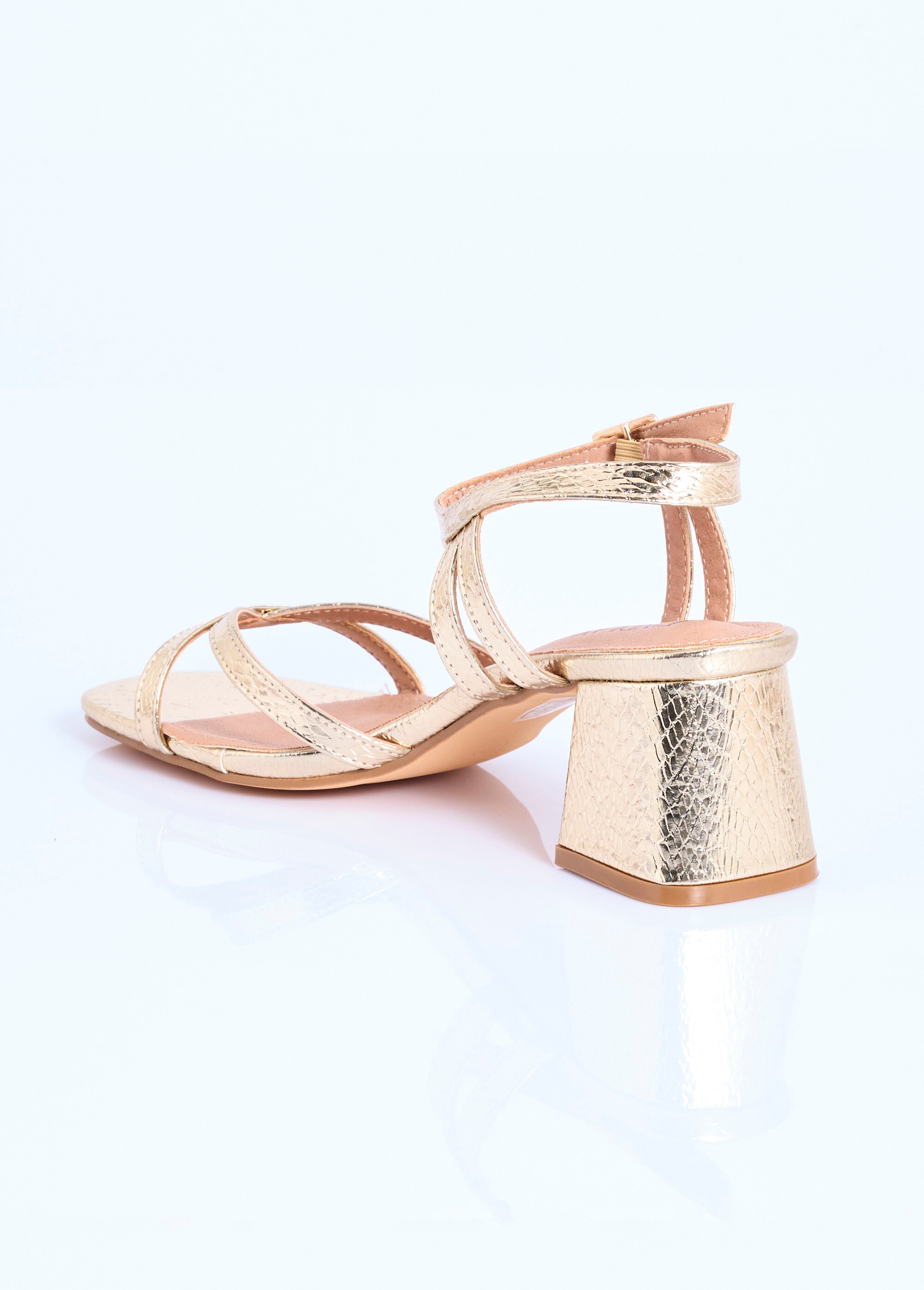 Sandales vernies à talon motif reptile Femme Doré COVJS674 DO1