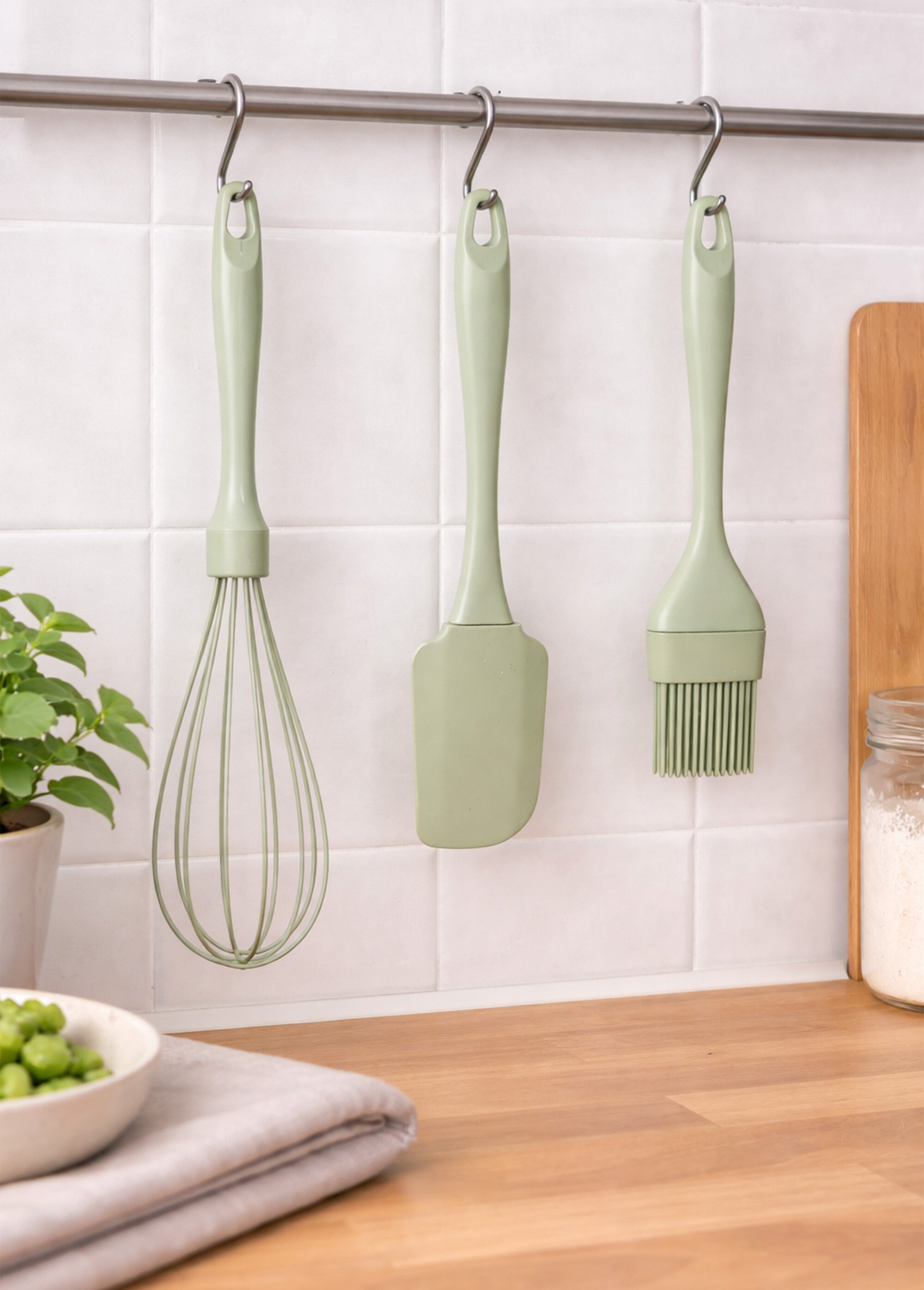 Set 3 ustensiles monochromes, silicone VERT JJA-209620 SI1