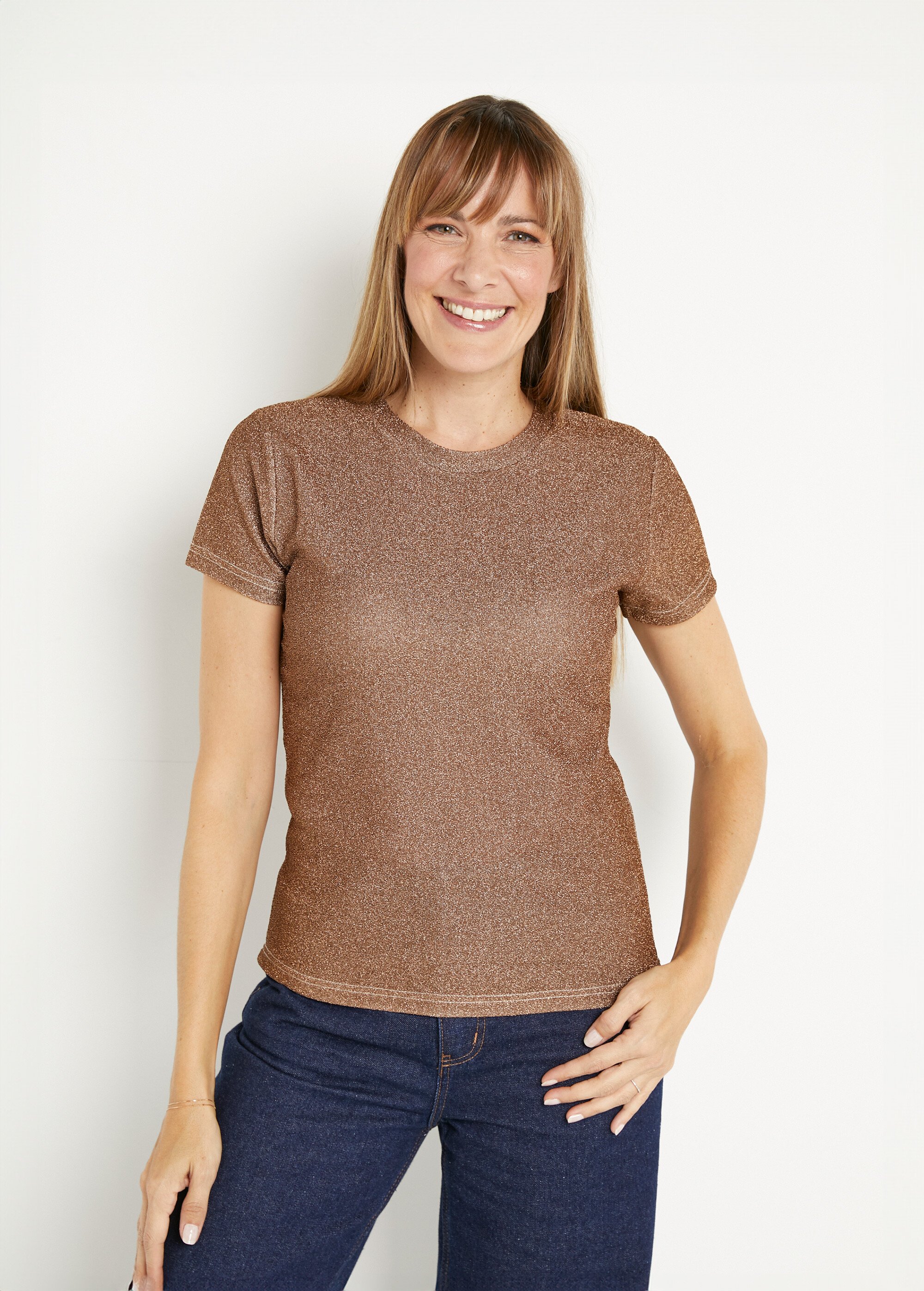 T-shirt maille pailletée manches courtes