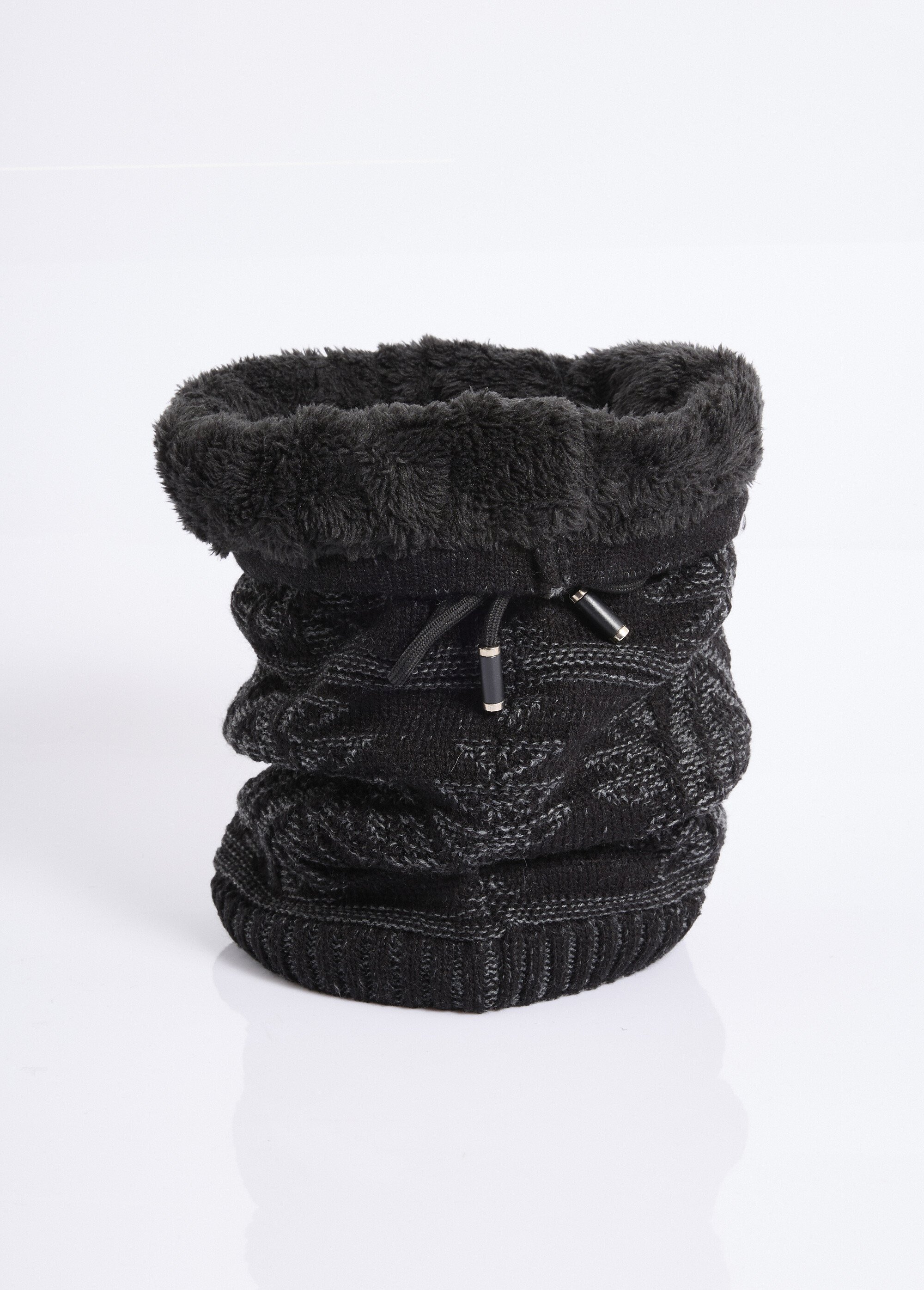 Tour de cou maille et sherpa, zig zag Homme Gris NES180SHM2301 FA1