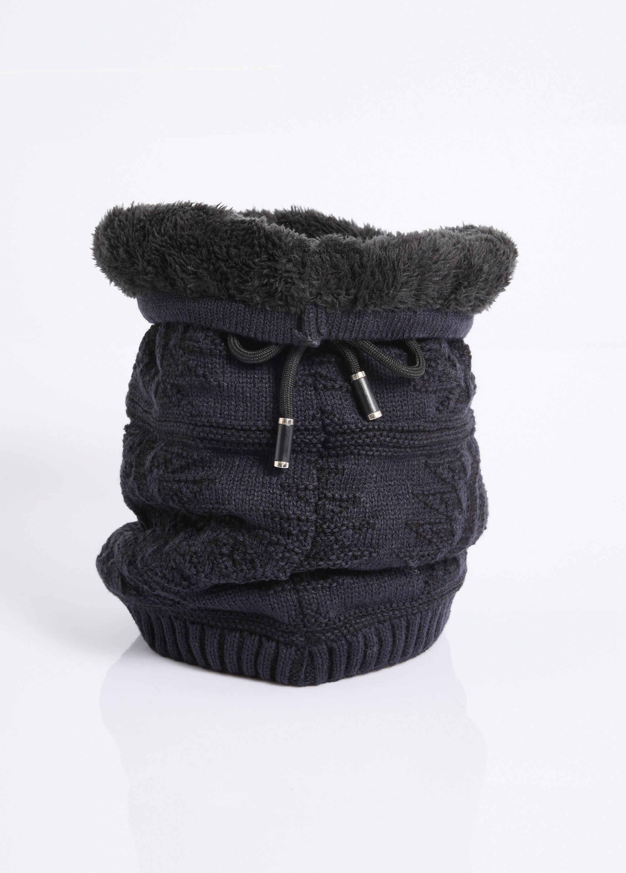 Tour de cou maille et sherpa, zig zag