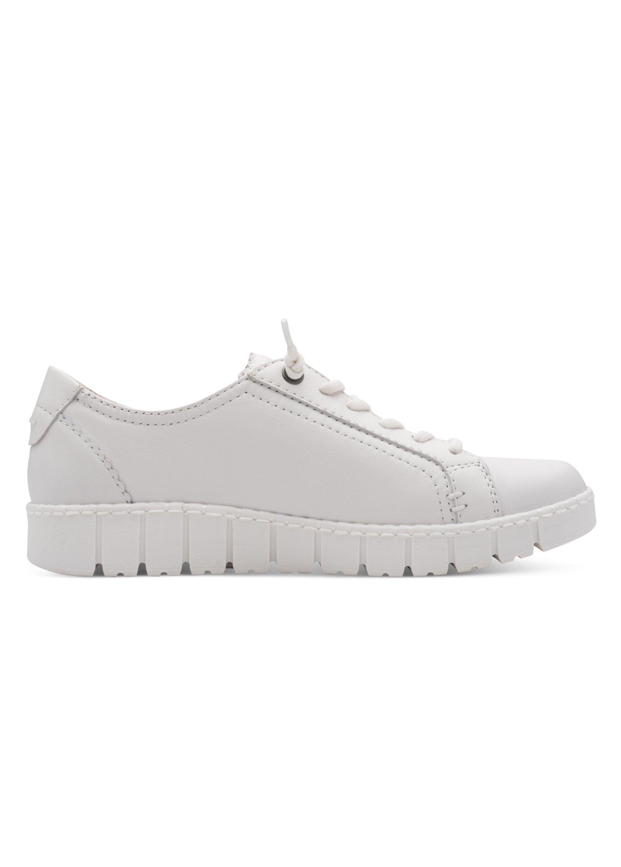 Baskets monochromes avec lacets et zip Femme Blanc JAN-82370446 DR1