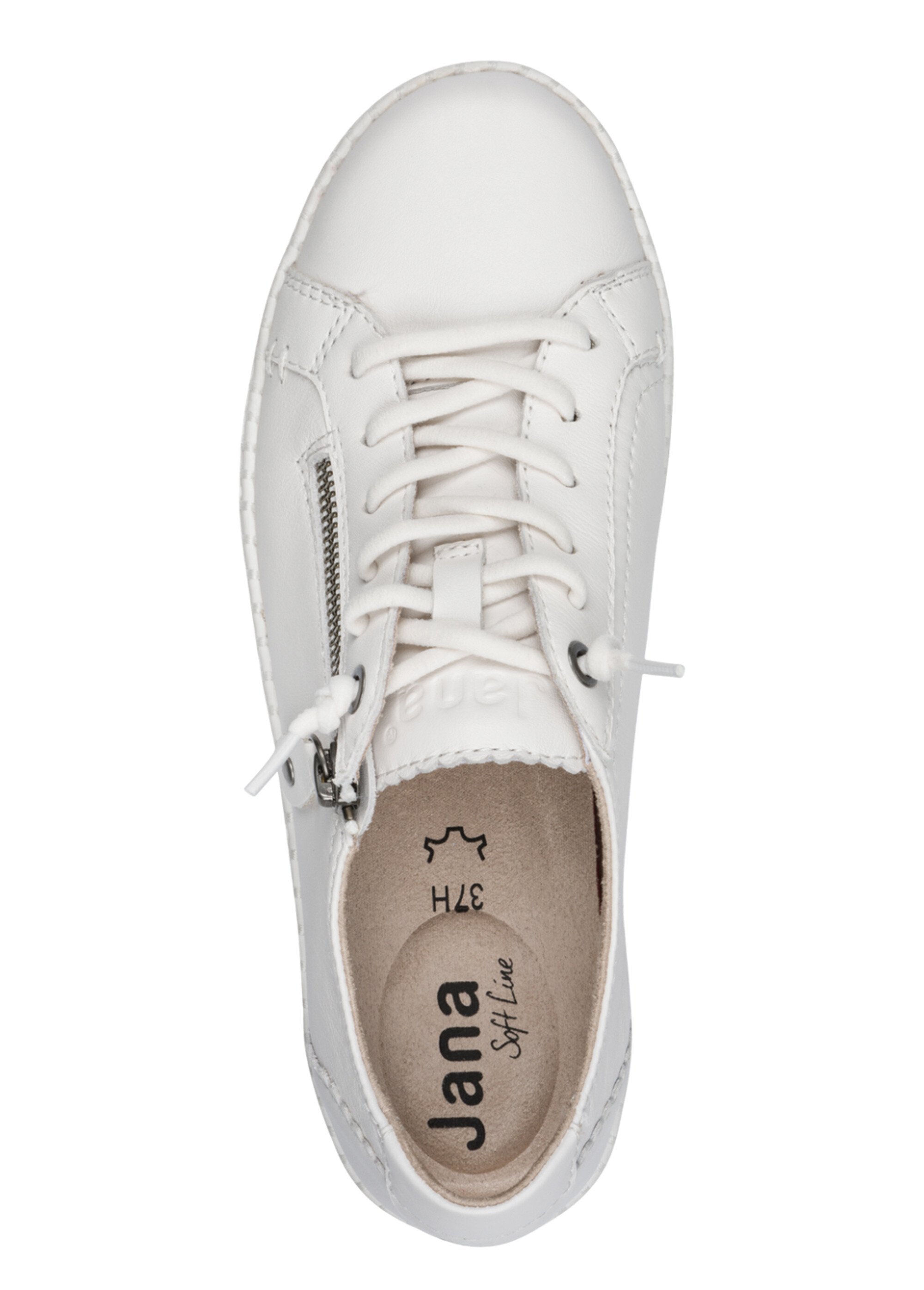 Baskets monochromes avec lacets et zip Femme Blanc JAN-82370446 OV1