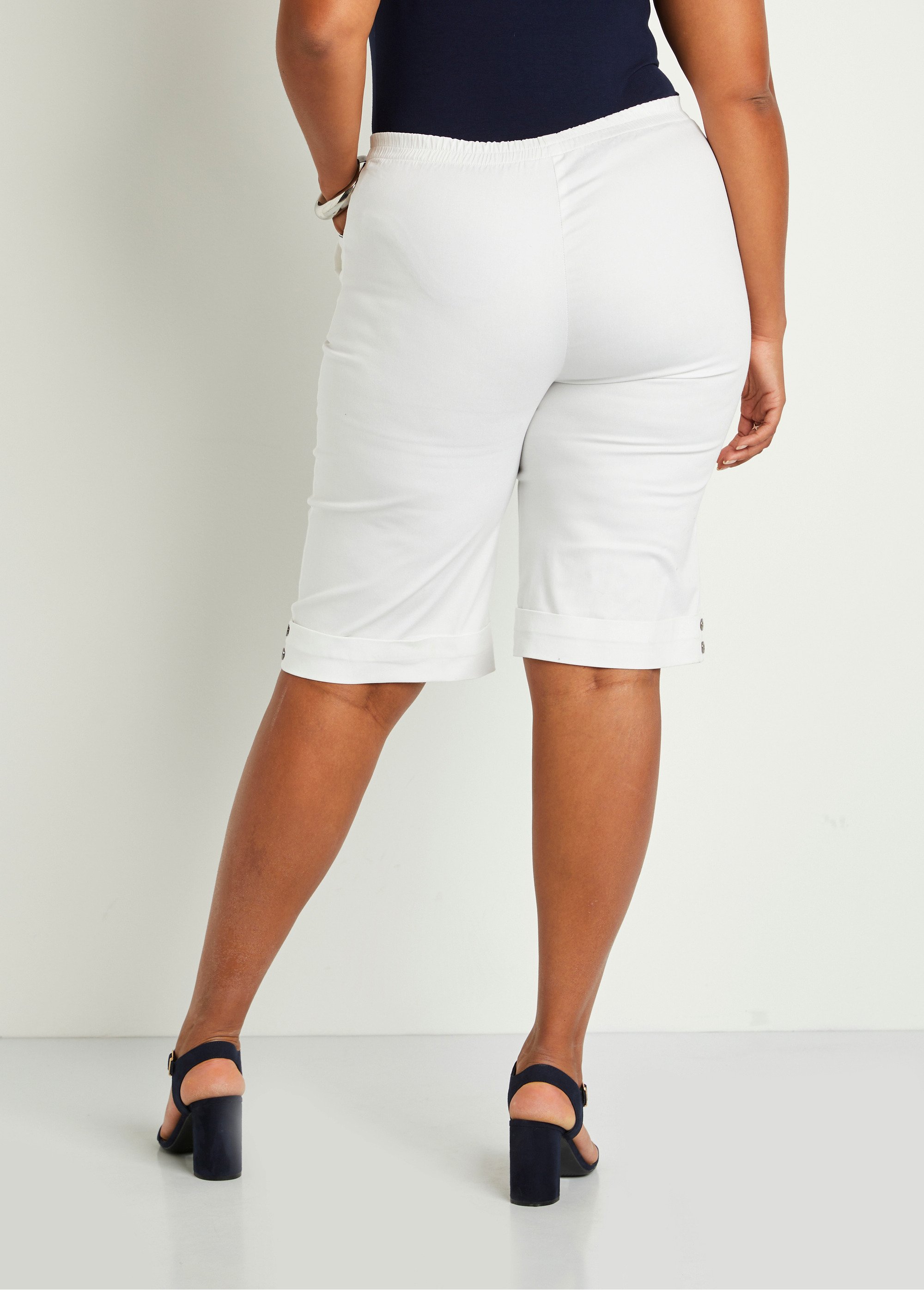 Bermuda revers ceinture semi-élastiquée