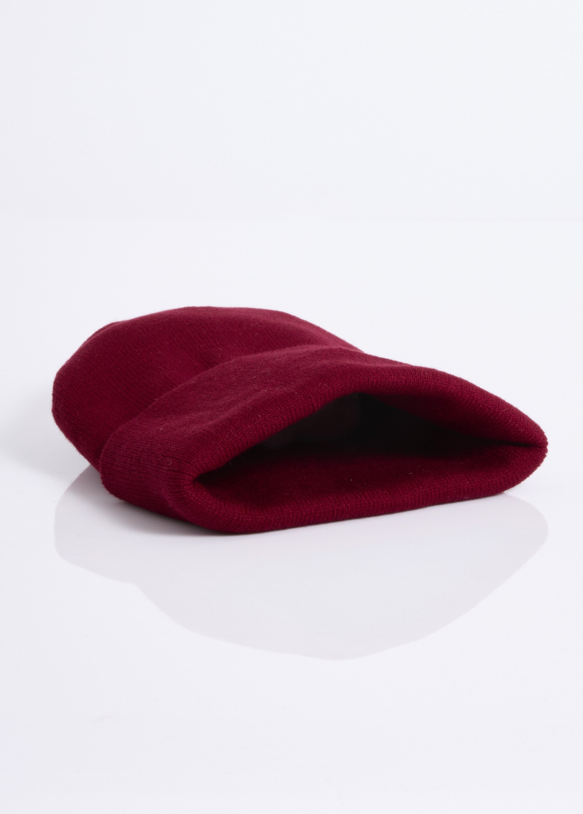 Bonnet en maille fines cotes à revers Homme Rouge NES180SHM1801 DE1